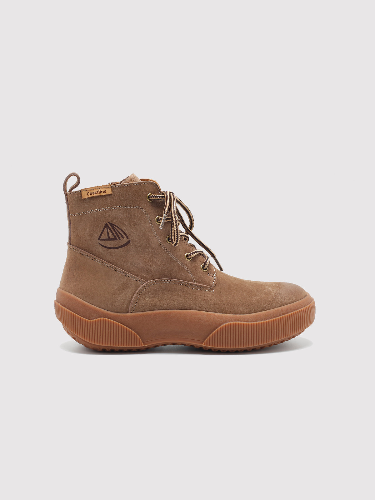 Brown Yaoyao sole ankle boots, side profile.