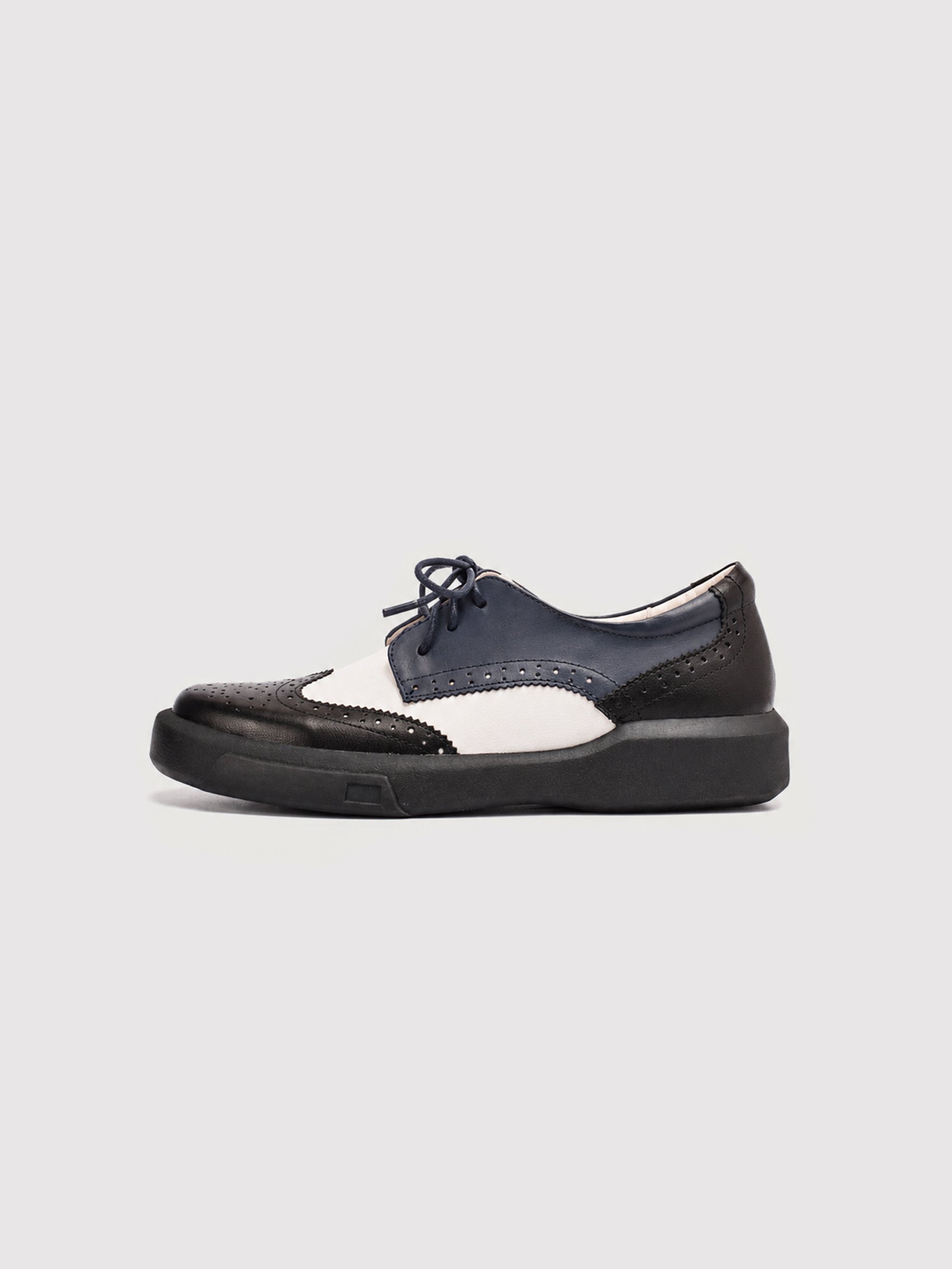 Dandy Block Tri-Color Leather Brogue Oxford Shoes