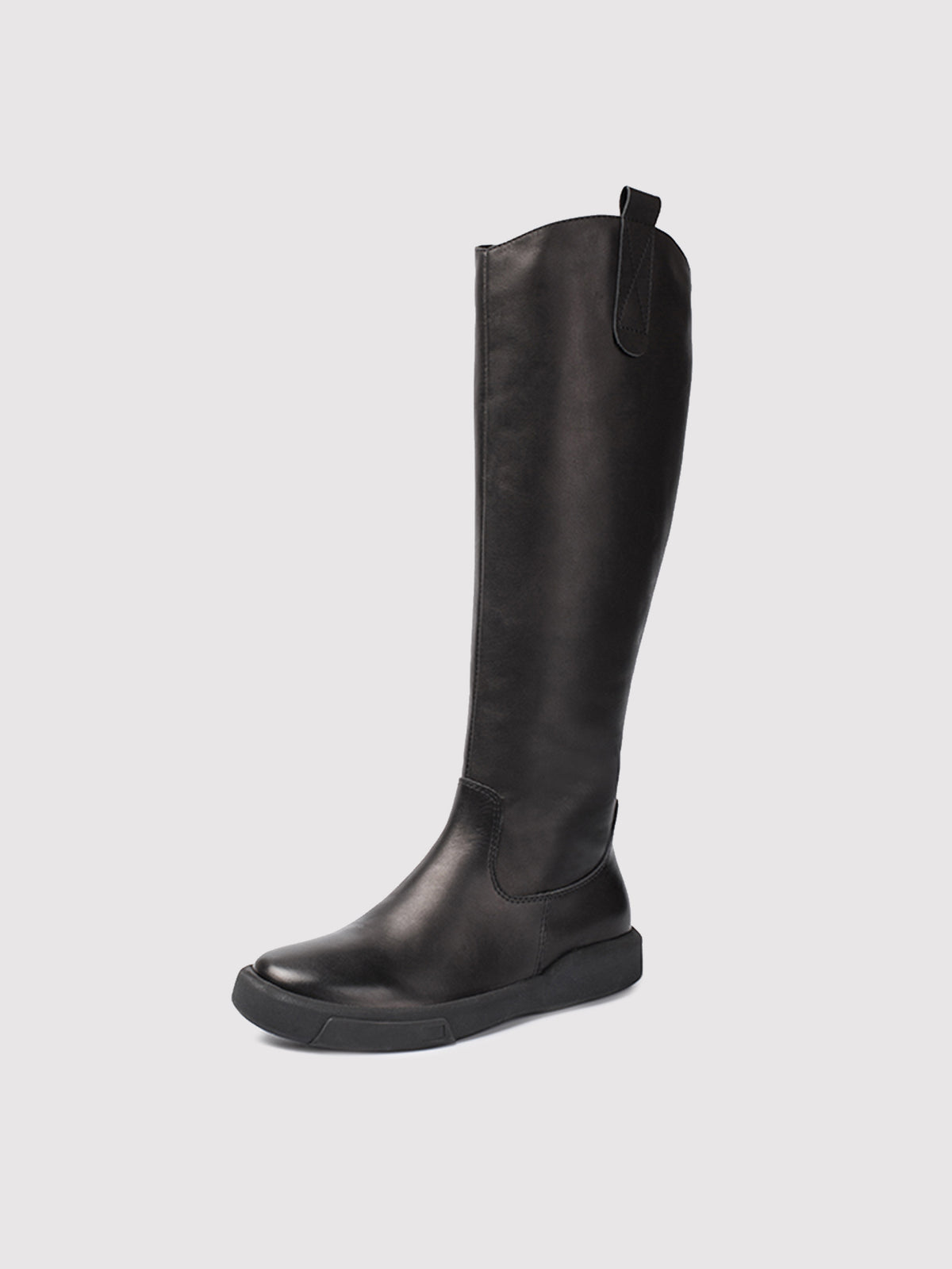 Black fleece-lined knee-high boots, opposite side profile.