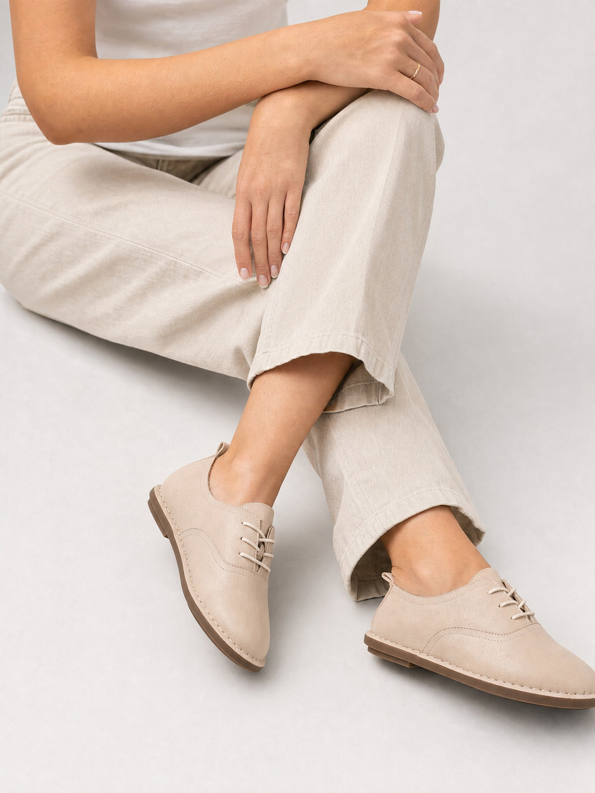 Haru Cream Leather Sneakers