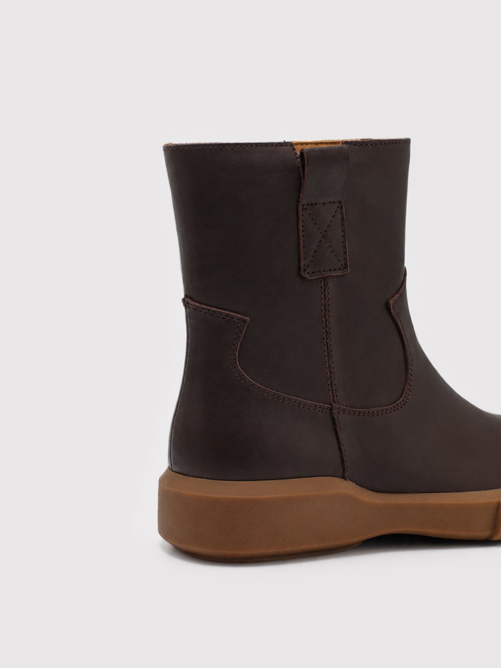 Minimalist Dark Brown Leather Ankle Boots with Side Zip