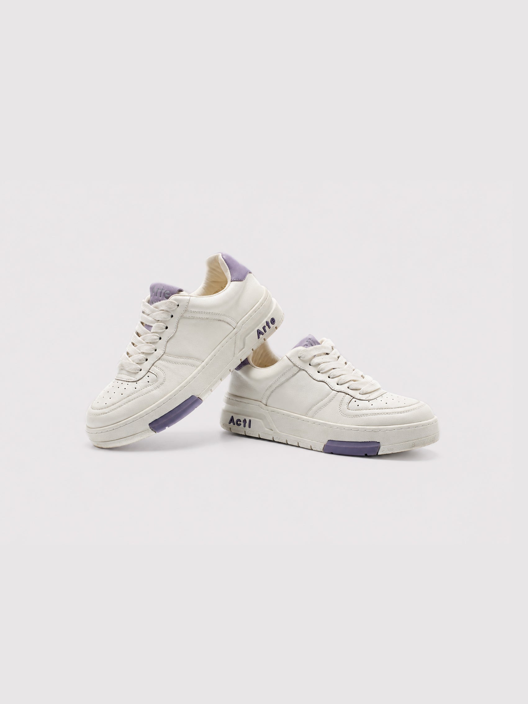 Minimalist Off-White Leather Casual Shoes with Purple Accents