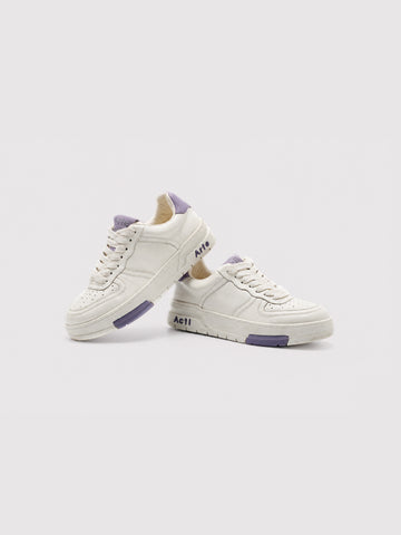 Matrix Block Off-White Leather Low-Top Sneakers with Lavender Accents