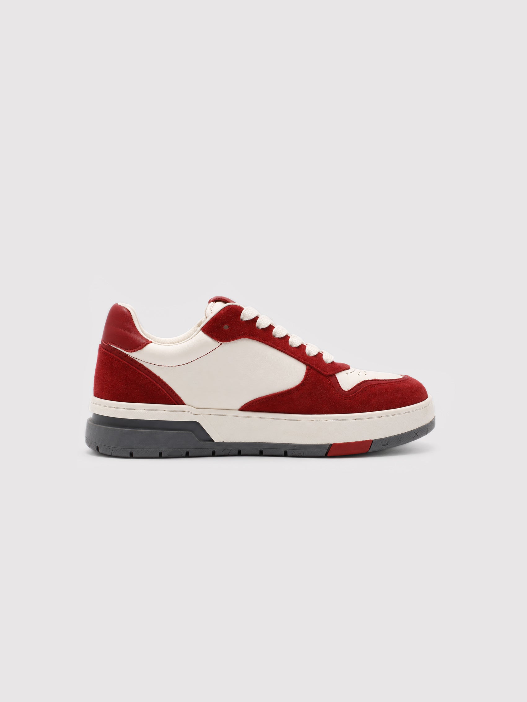Red Suede & White Leather Low-Top Court Sneakers