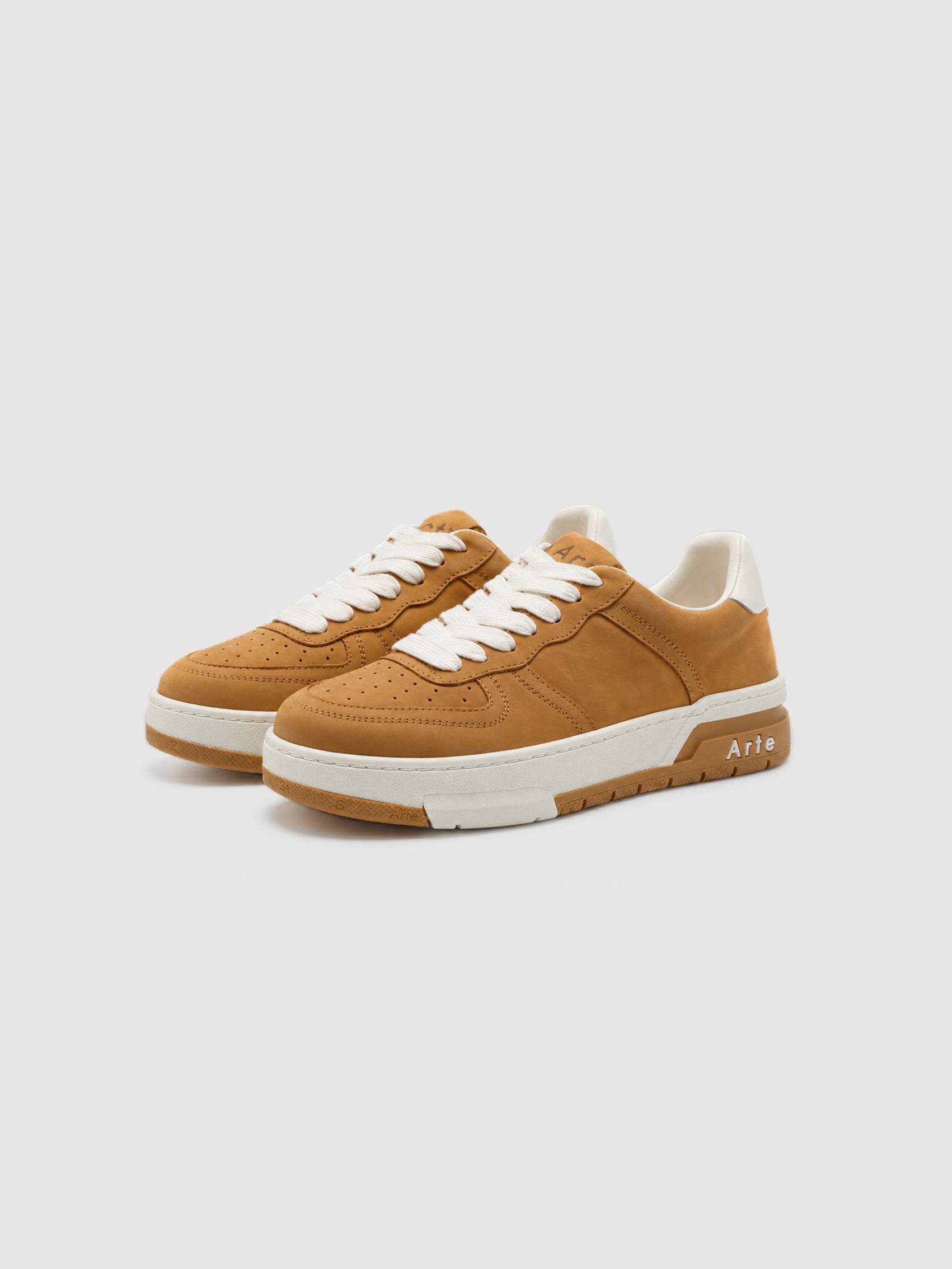 Arte Camel Court Sneakers with Off-White Accents