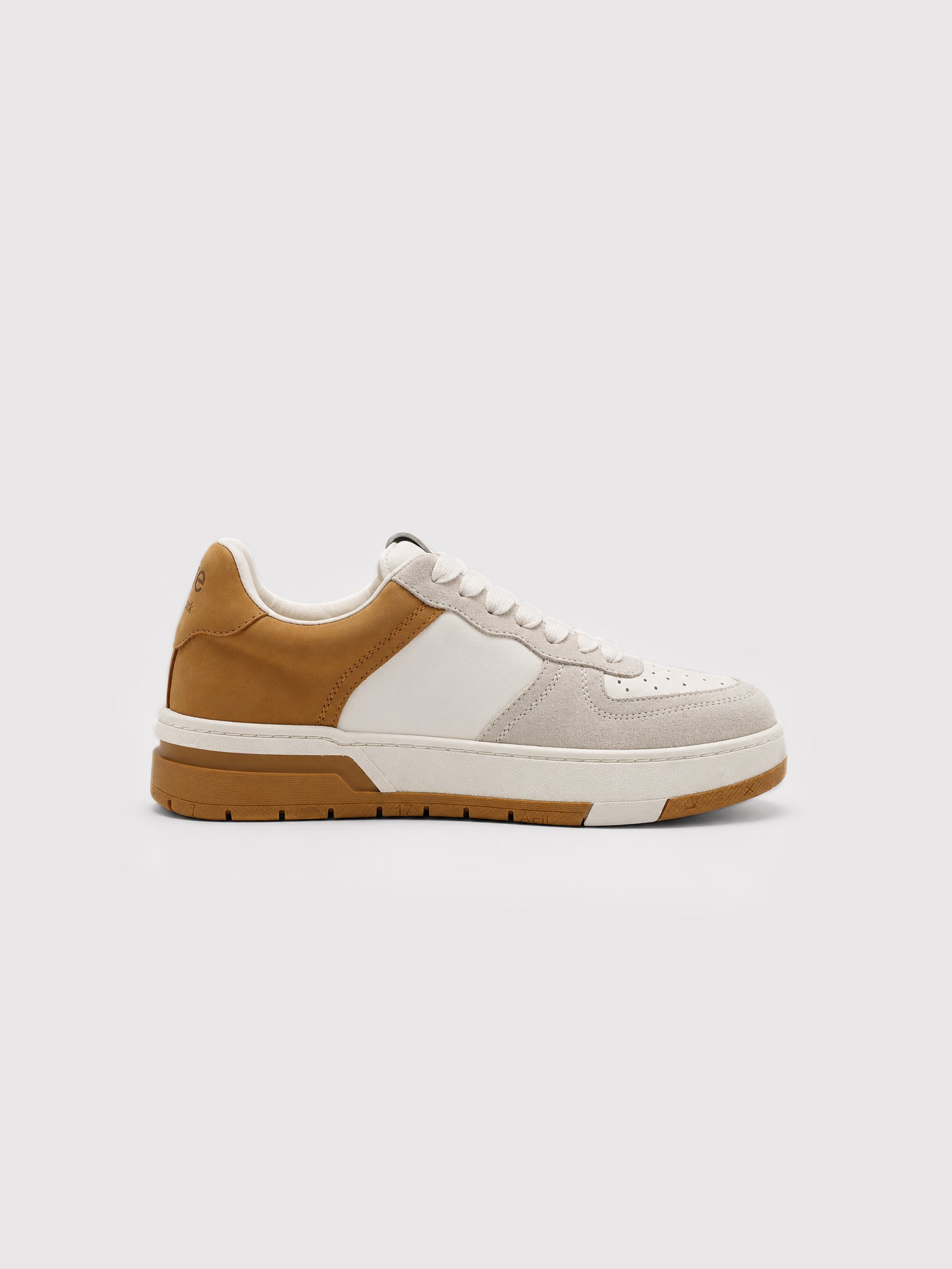Retro Court Sneakers in Grey, White & Tan Leather