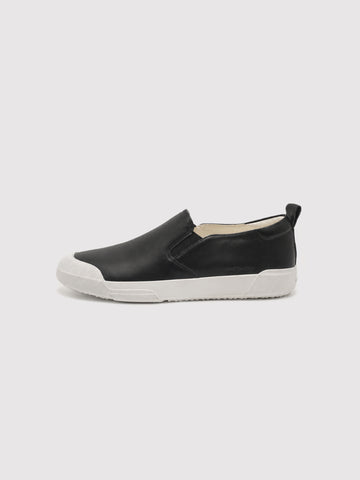 Infini Block Black Leather Slip-On Sneakers