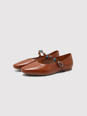 Women’s Vintage Brown Mary Jane Leather Flats