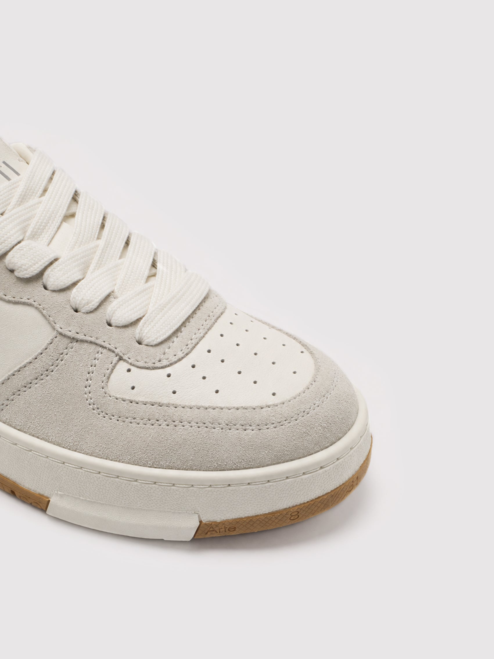 Retro Court Sneakers in Grey, White & Tan Leather