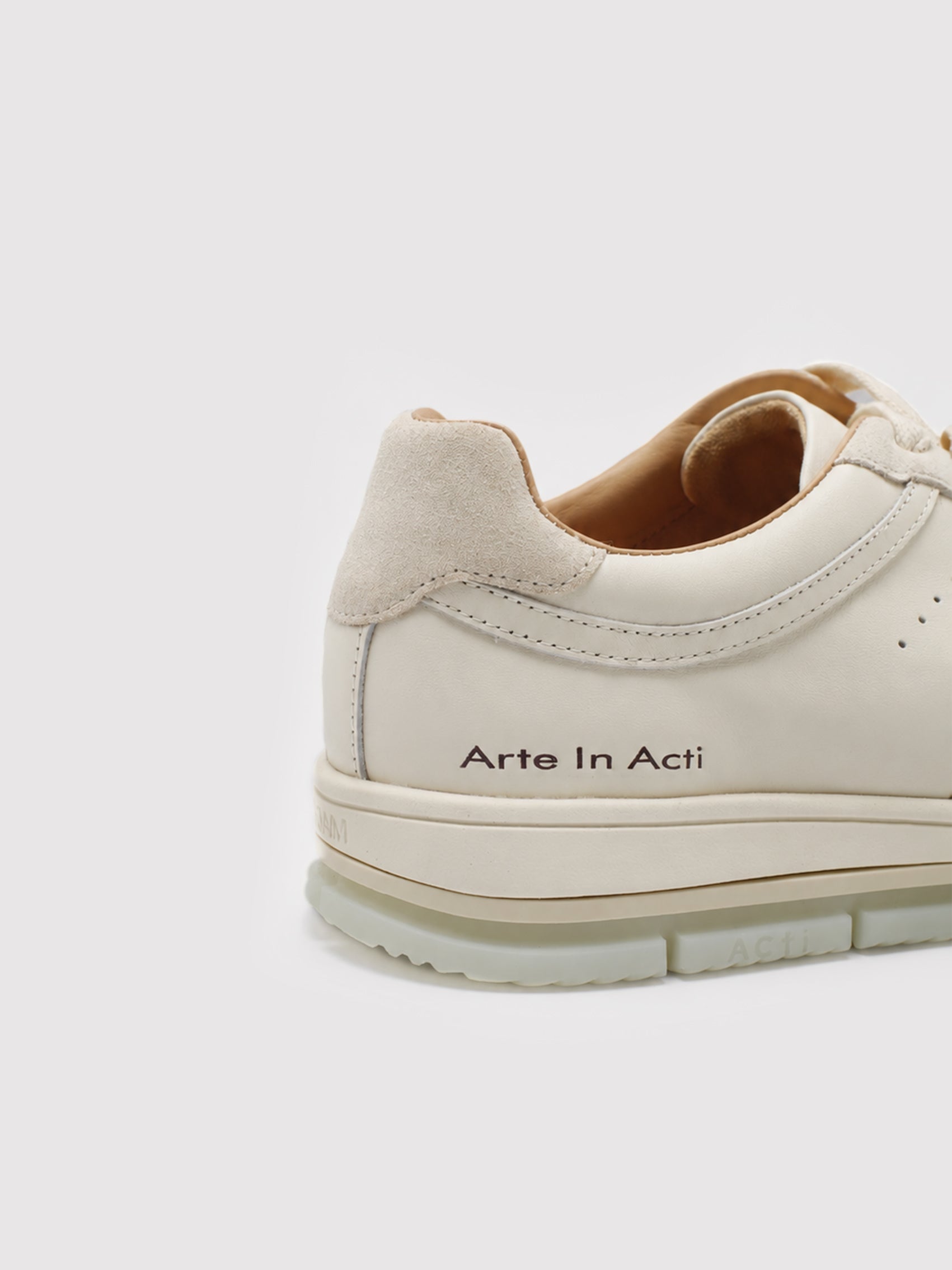 Cream Leather & Suede Low-Top Court Sneakers