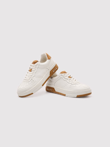 Matrix Block White Leather Low-Top Sneakers with Gum Sole