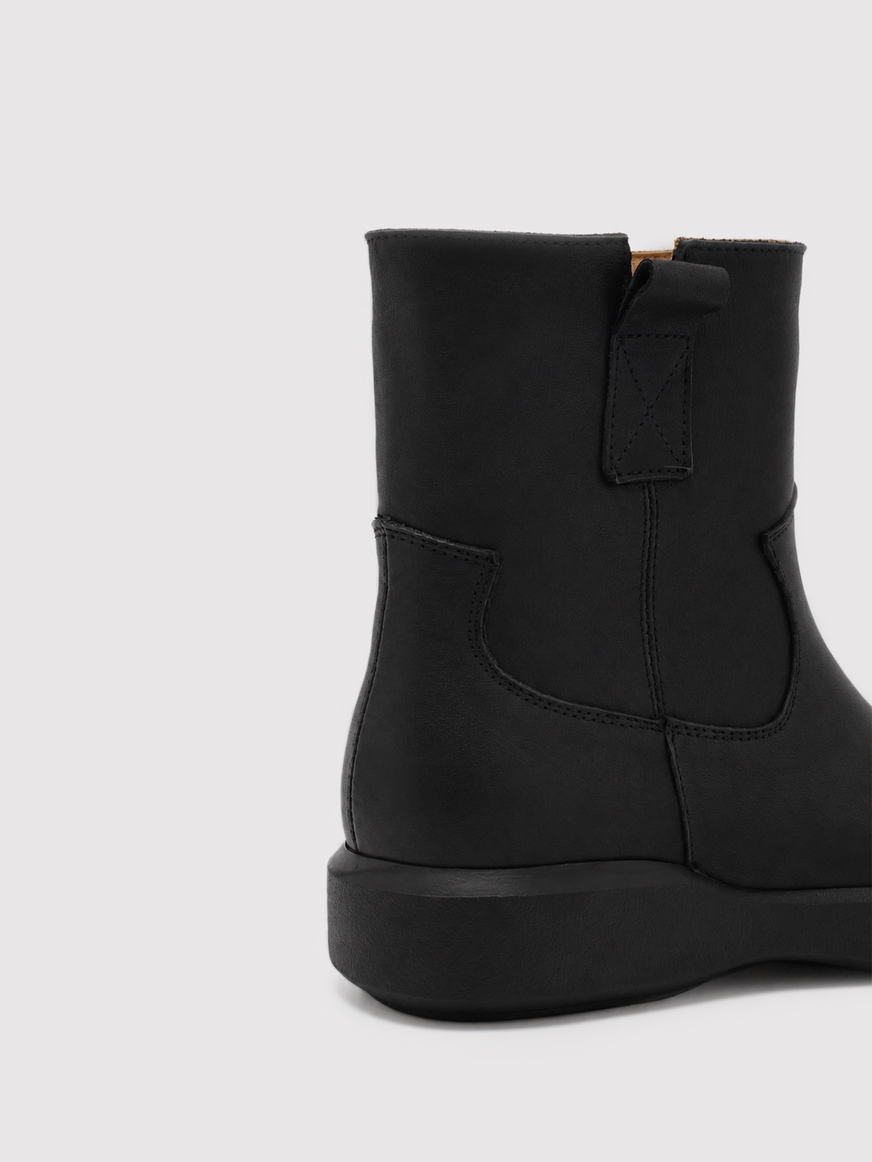 Minimalist Black Leather Ankle Boots with Functional Zipper