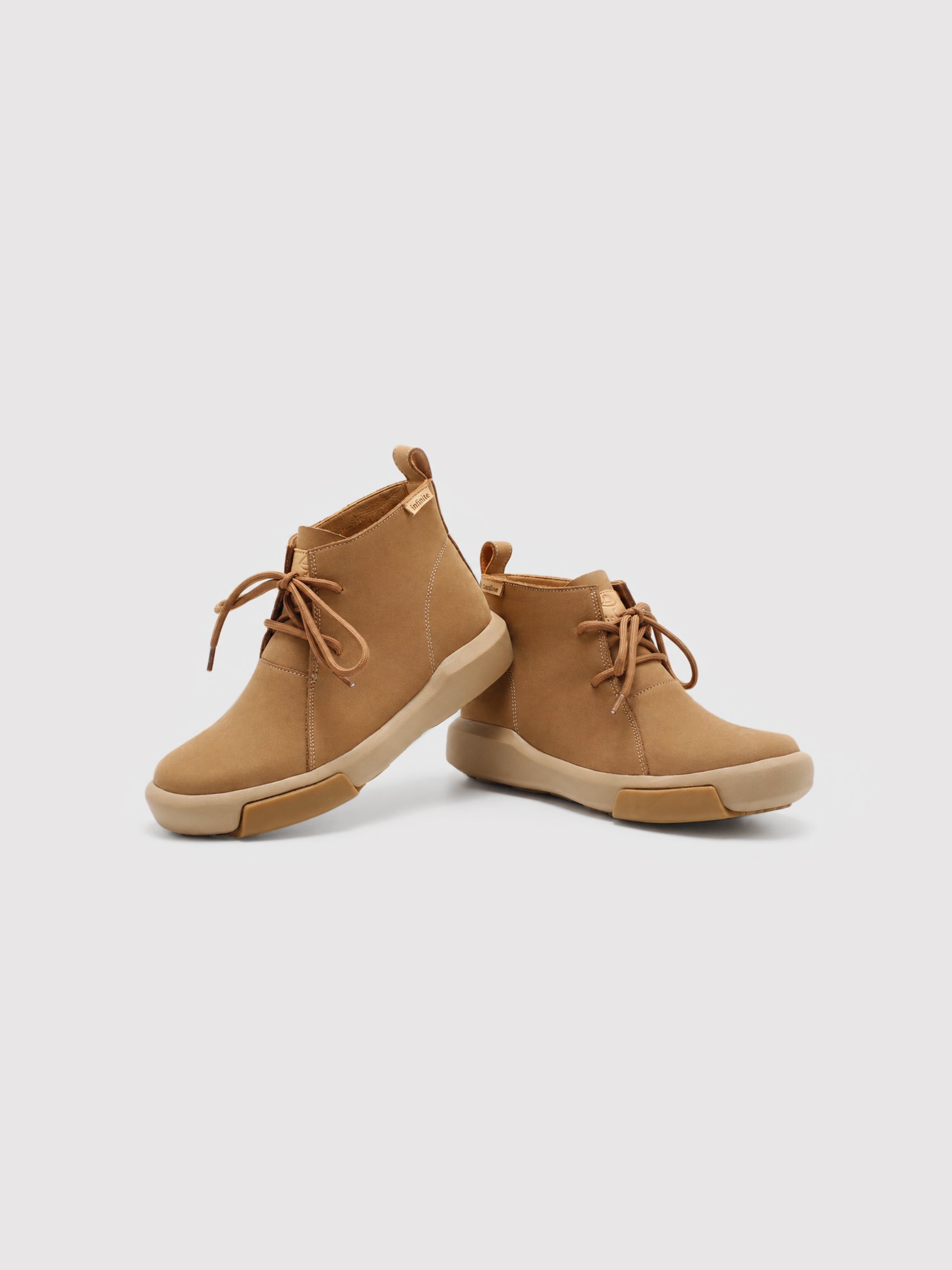 "Coastline" Camel Suede Chukka Boots with Logo Detail