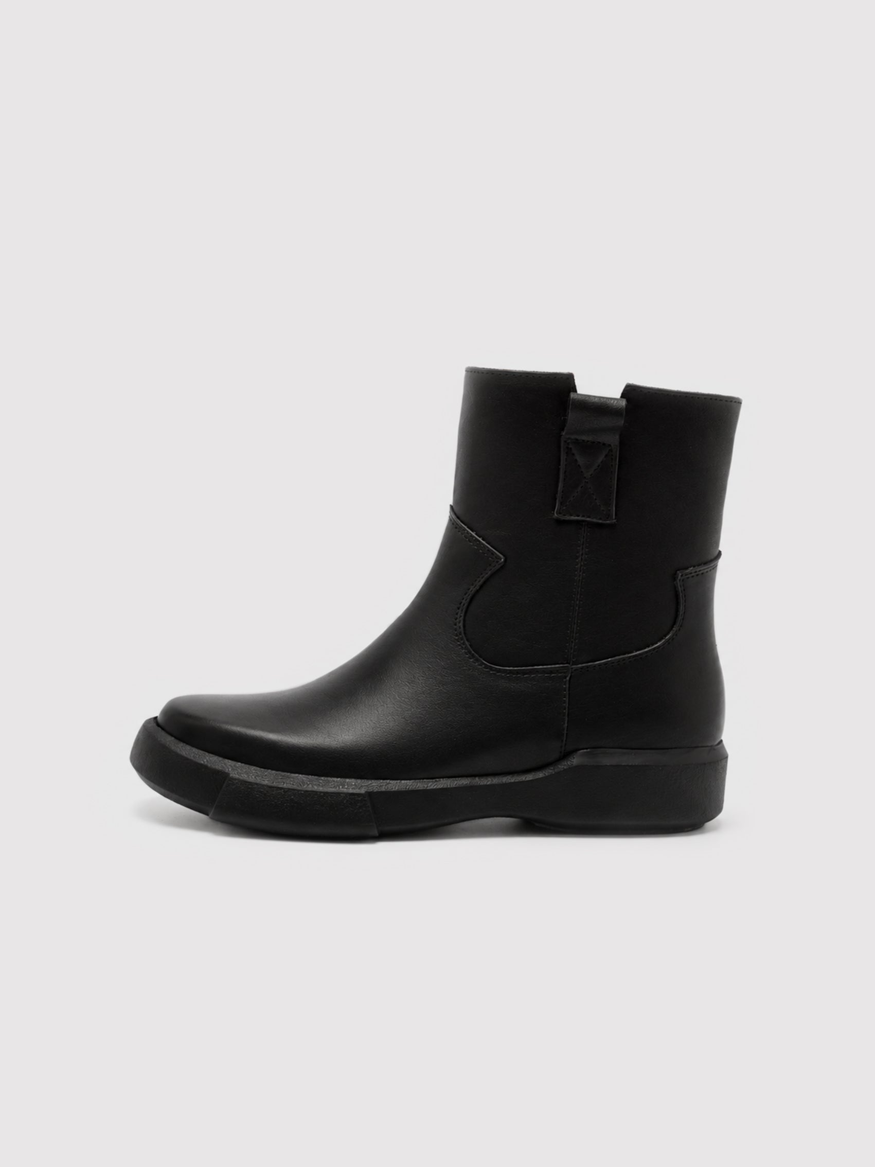 Minimalist Black Leather Ankle Boots with Functional Zipper