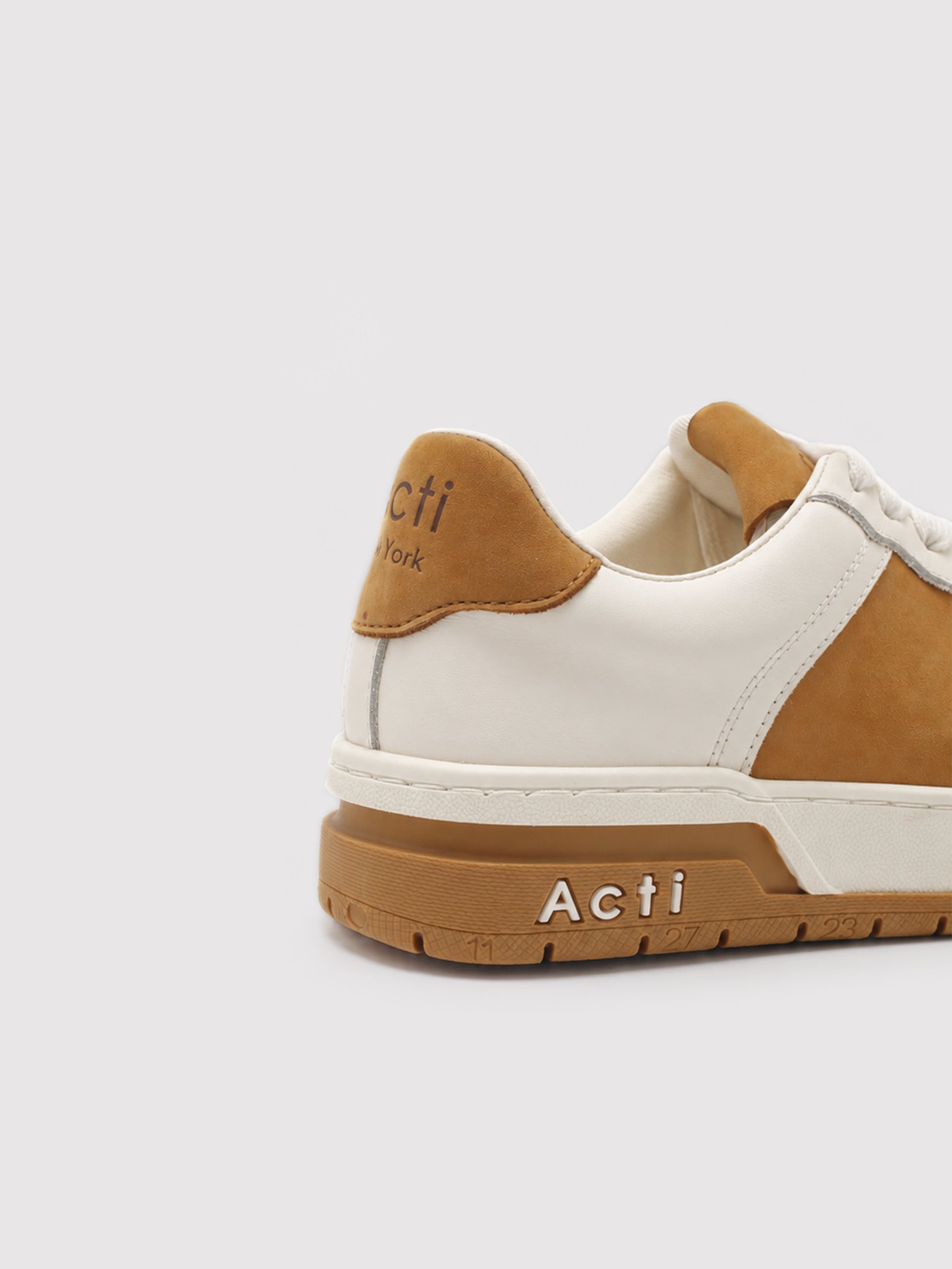 Classic Two-Tone White & Tan Leather-Suede Casual Sneakers