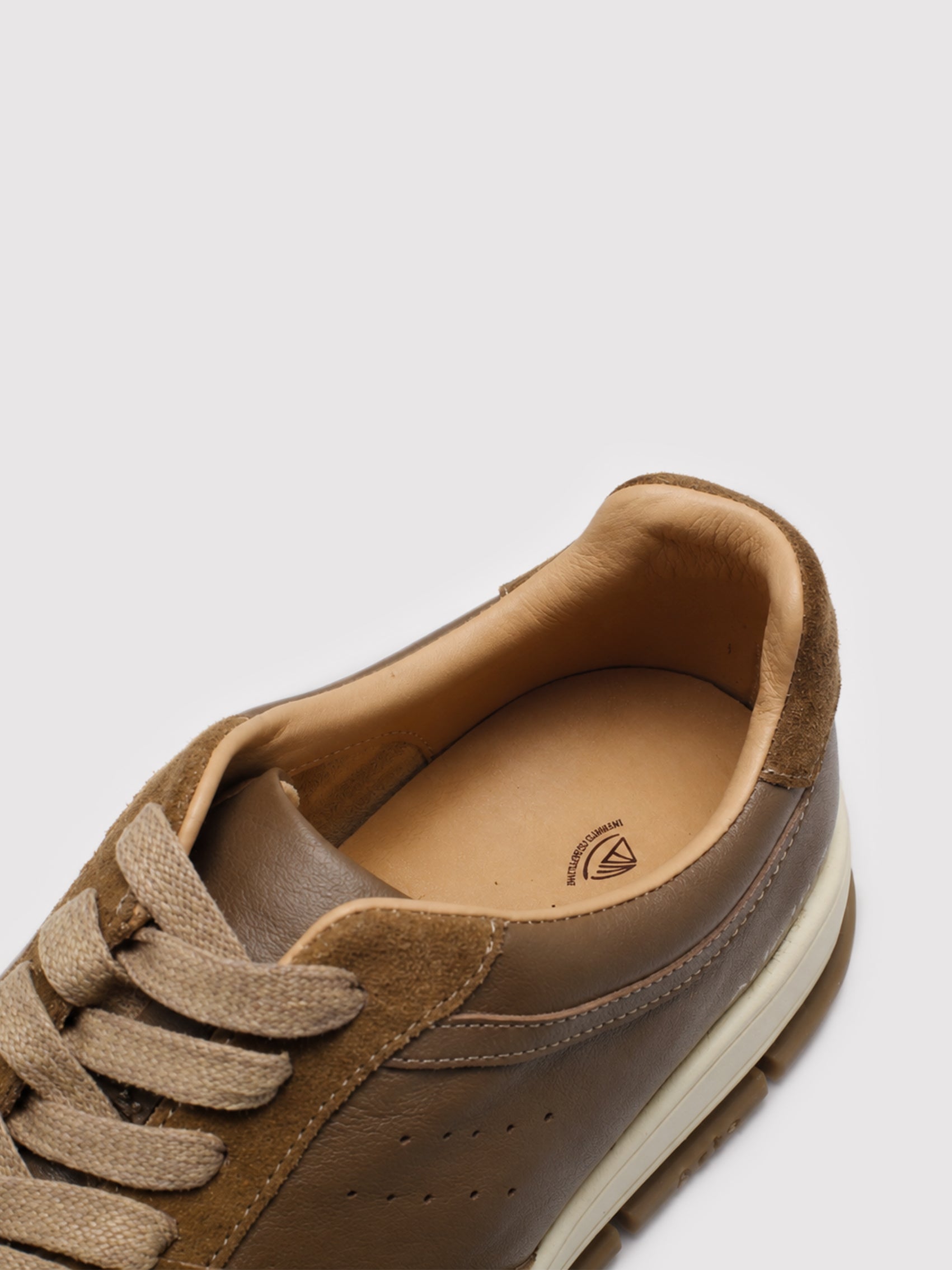 Brown Leather & Suede Low-Top Court Sneakers