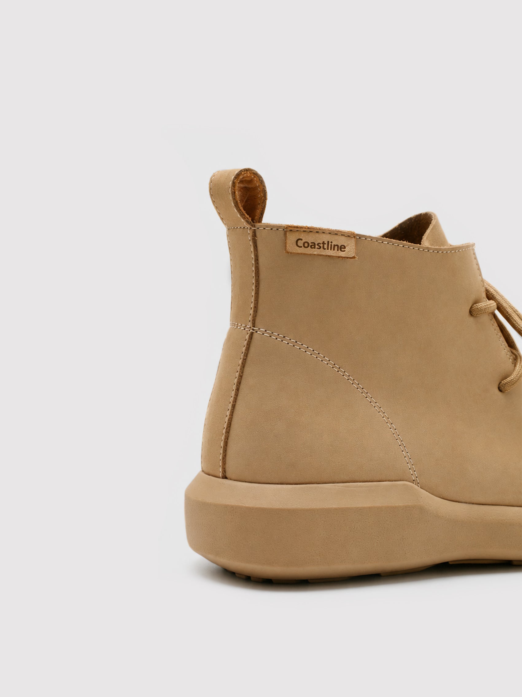 "Coastline" Beige Chukka Boots with Logo Detail