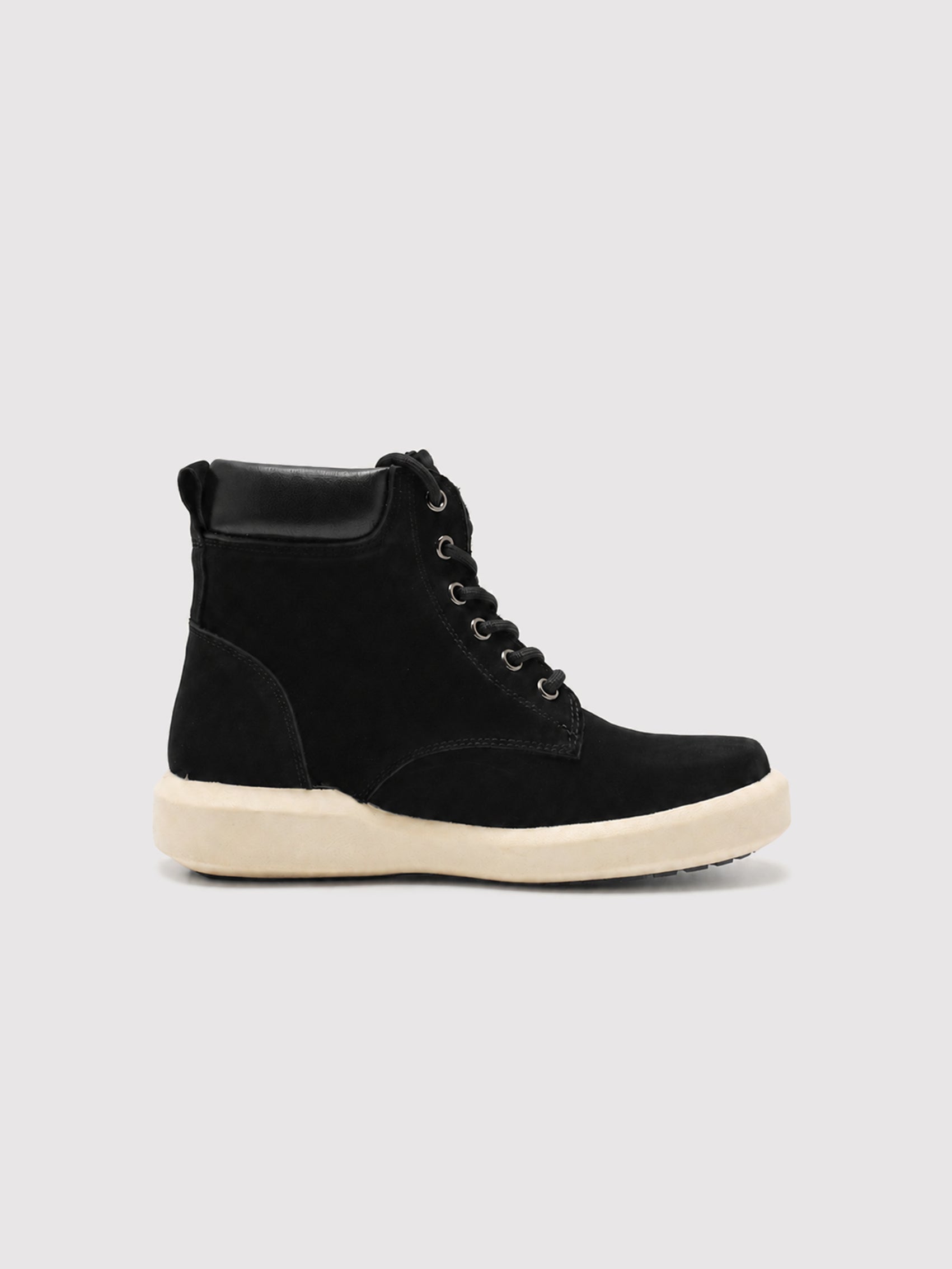 Modern Lace-Up Black Suede Ankle Boots