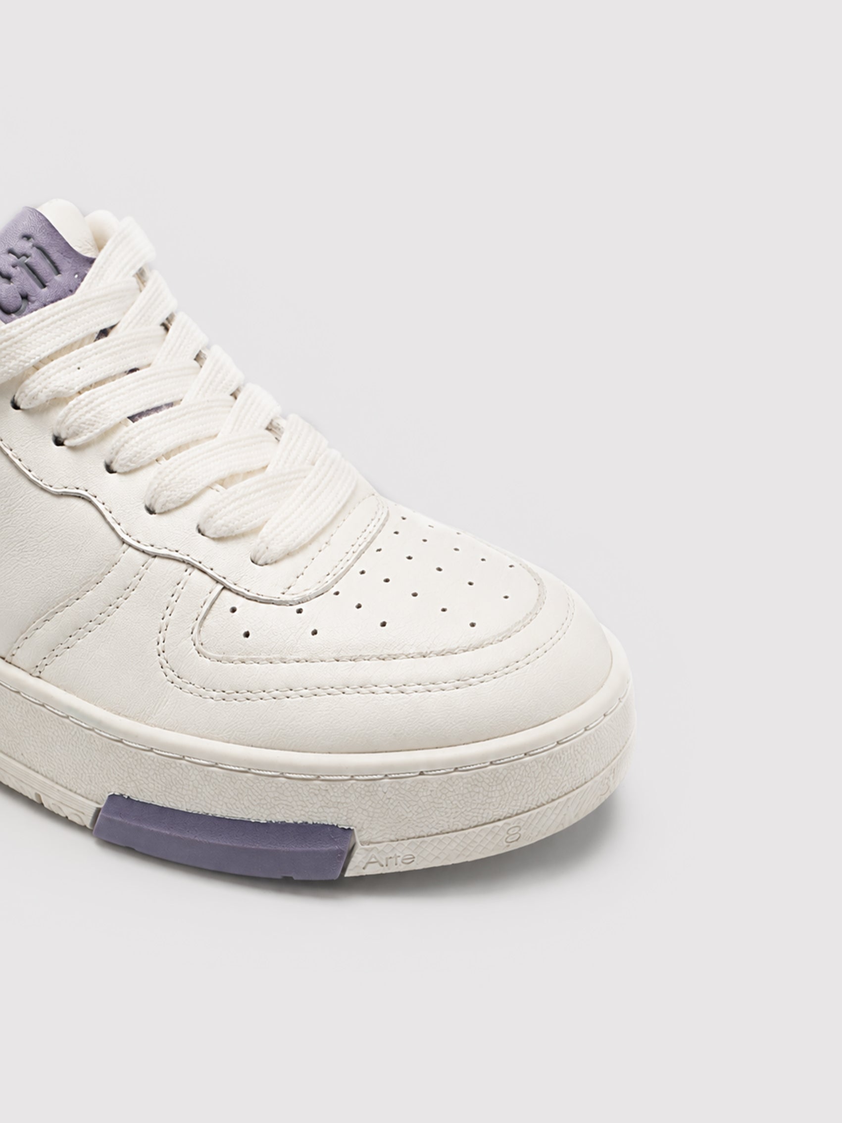 Minimalist Off-White Leather Casual Shoes with Purple Accents