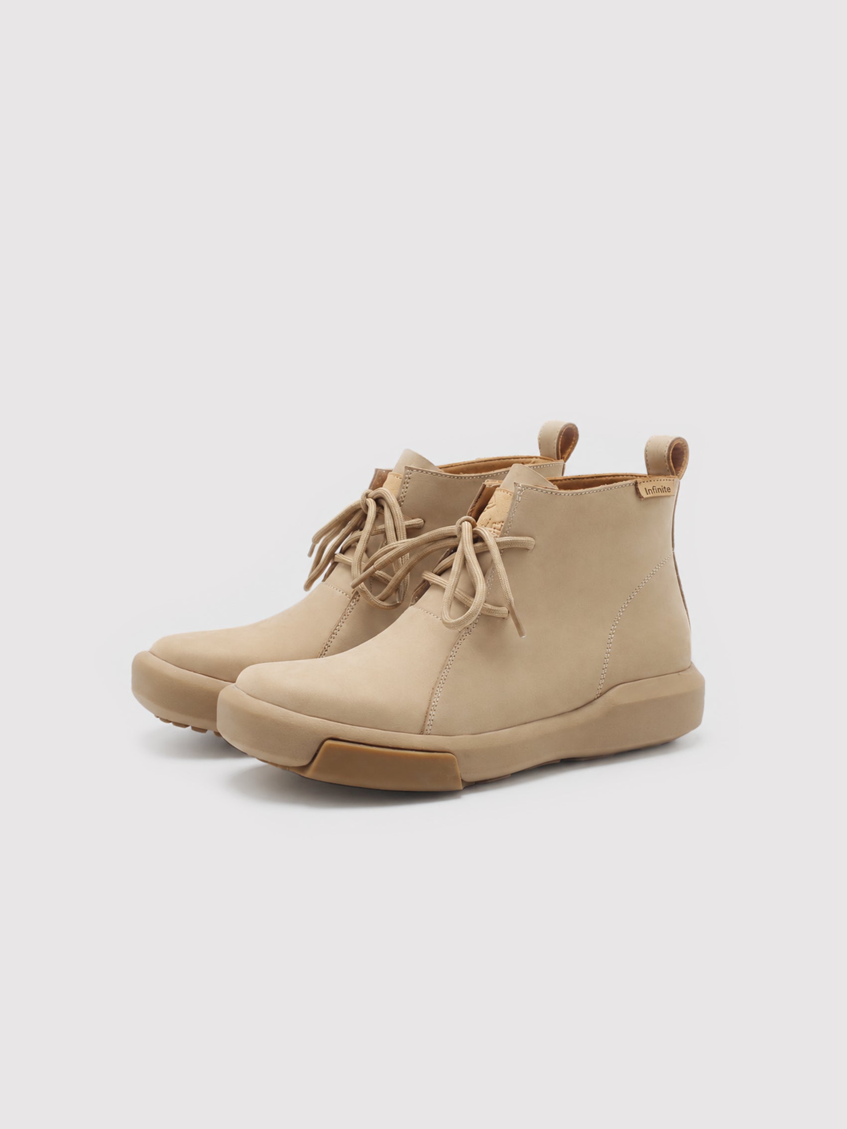 "Coastline" Beige Chukka Boots with Logo Detail