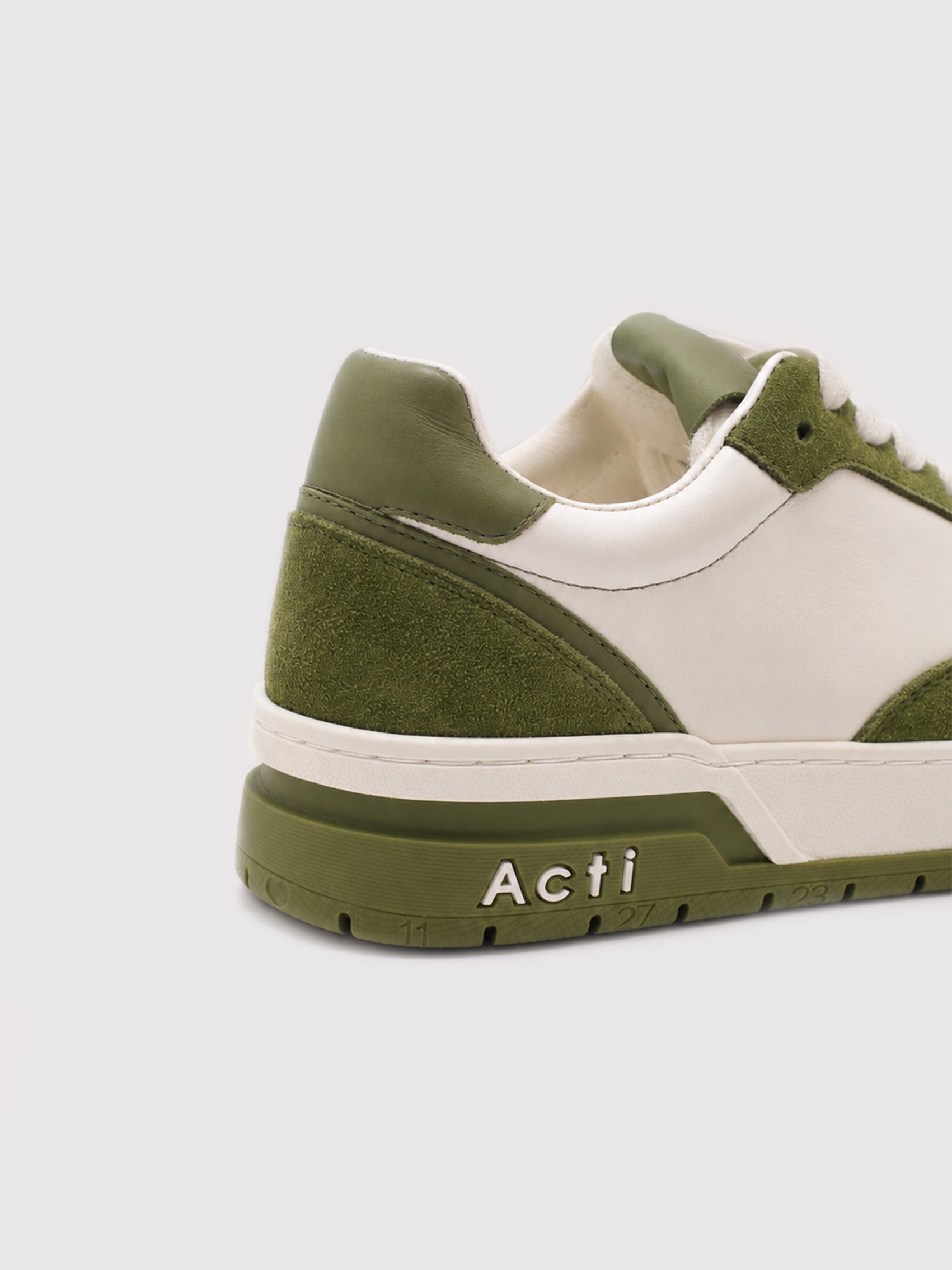 Arte Olive Green & White Suede-Trimmed Casual Shoes