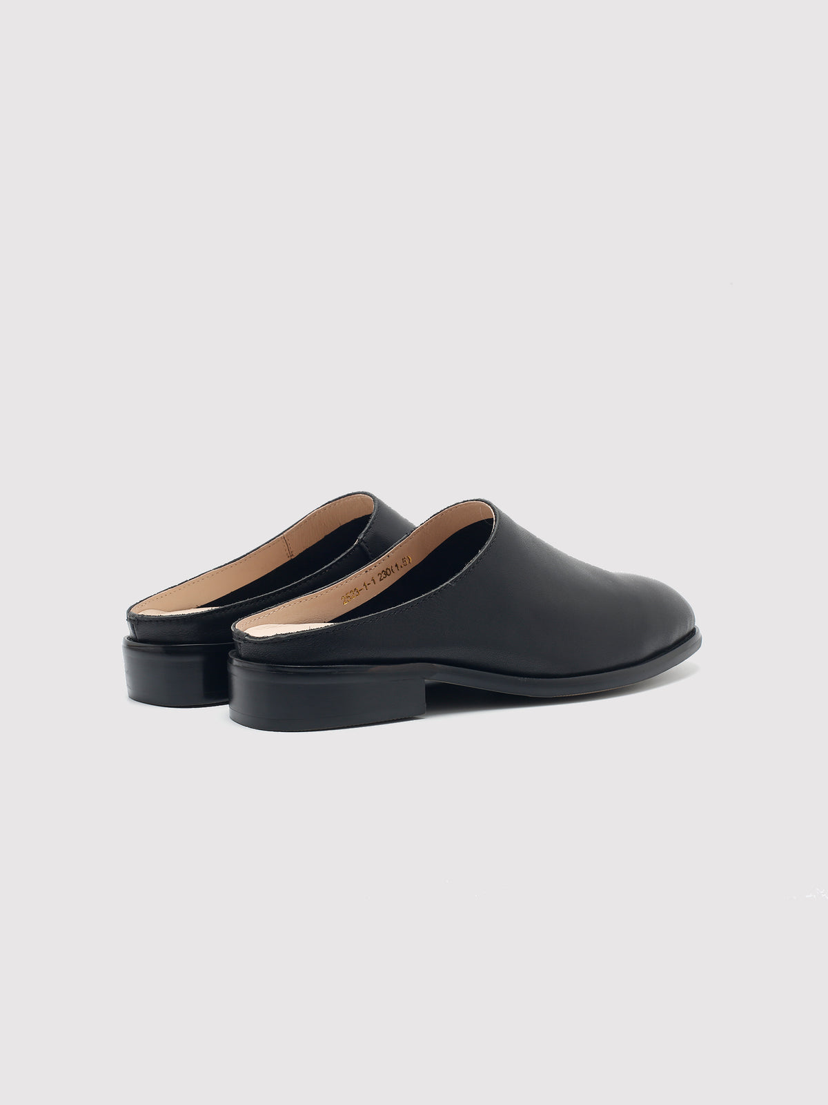 Black Leather Mules