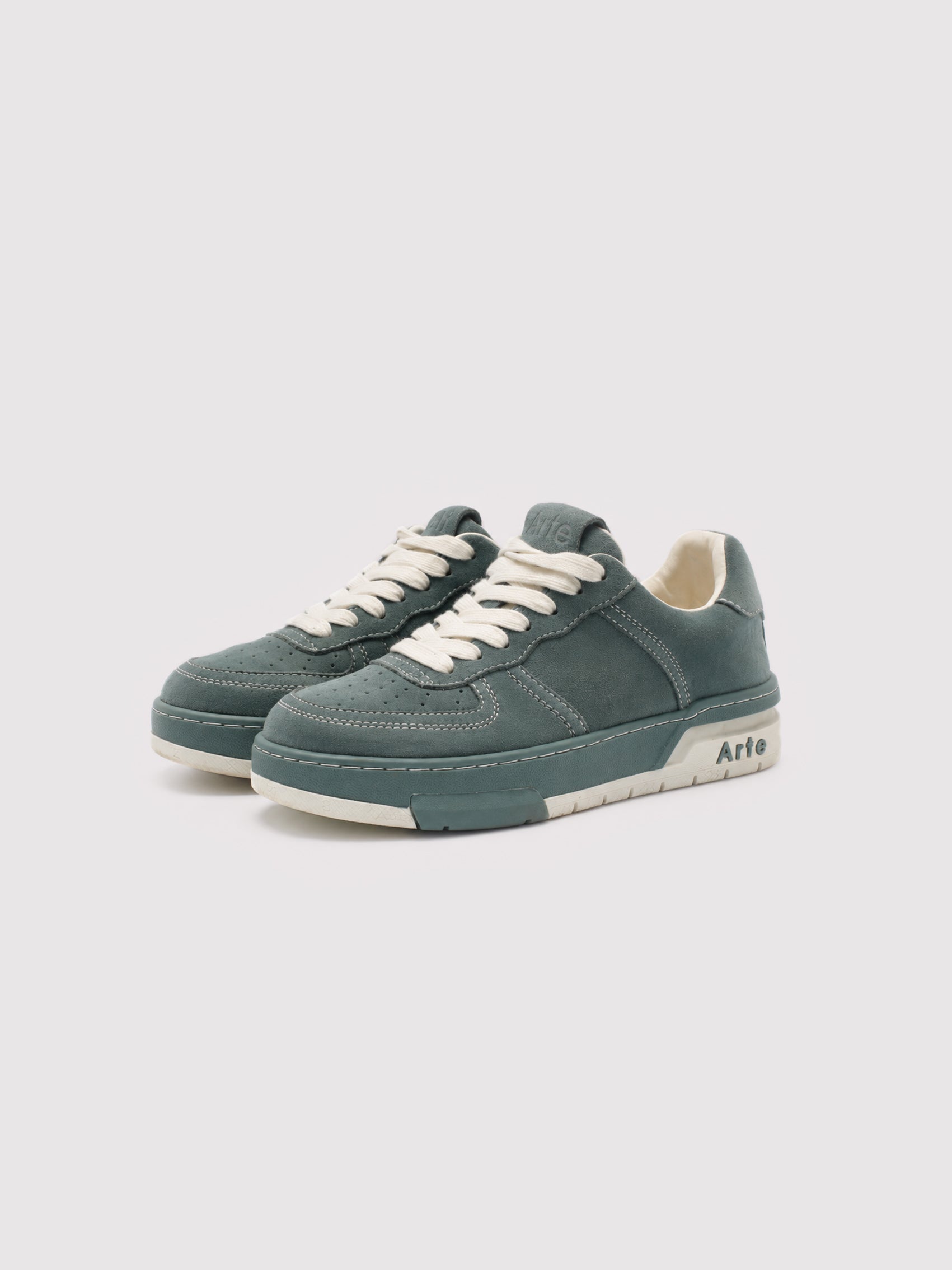 Vintage-Inspired Teal Suede Casual Shoes with Arte Branding