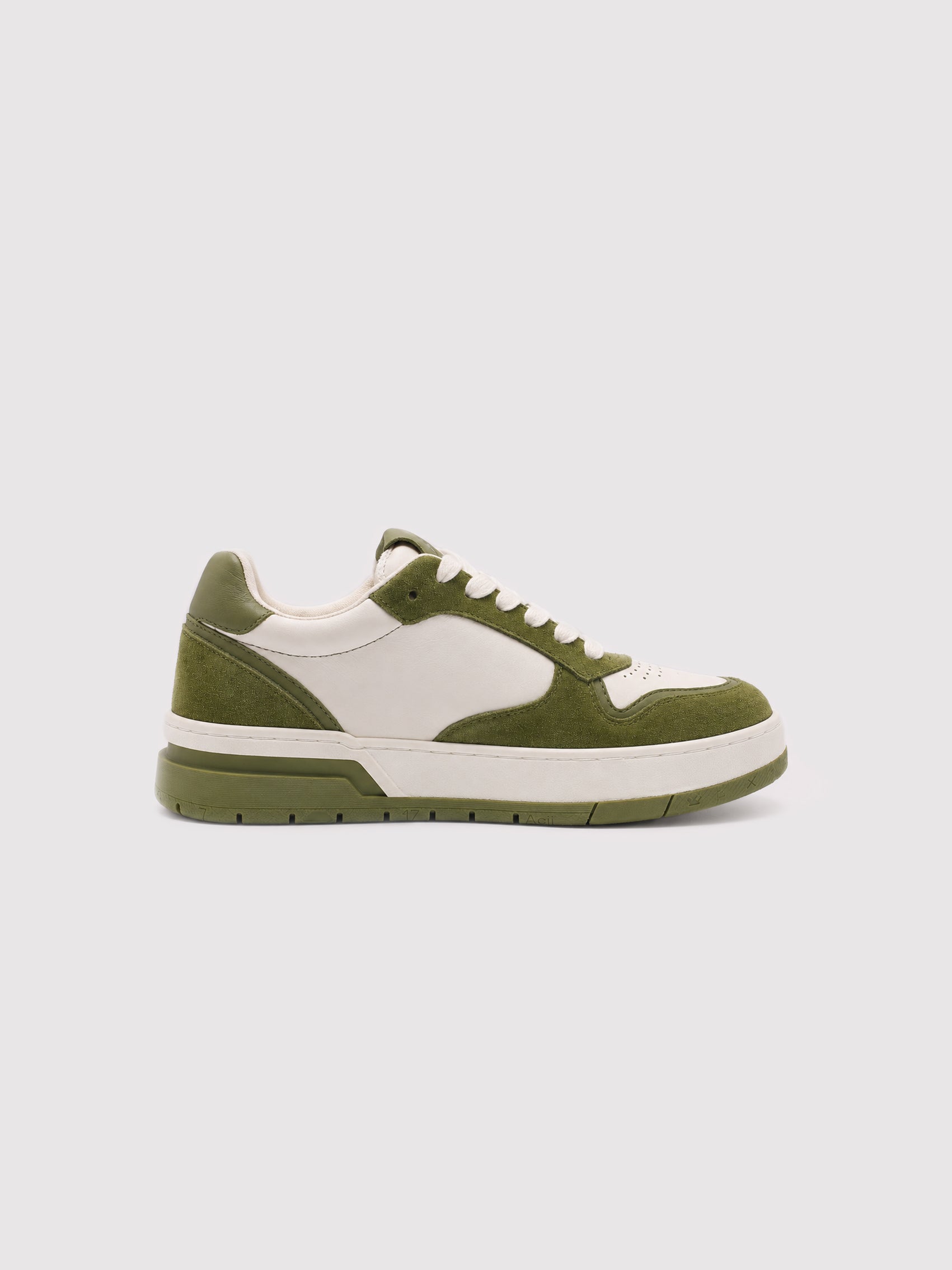 Arte Olive Green & White Suede-Trimmed Casual Shoes