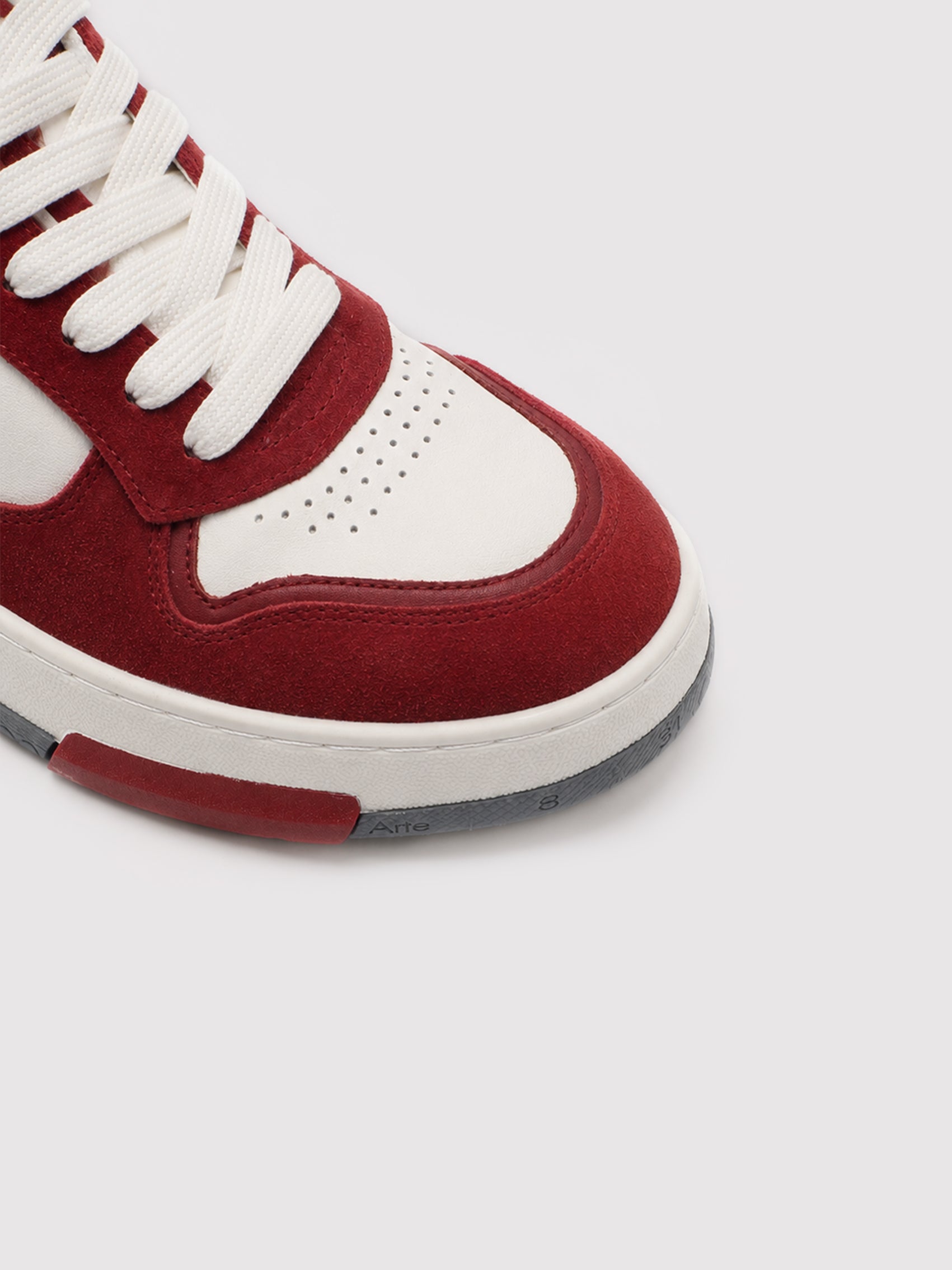 Red Suede & White Leather Low-Top Court Sneakers