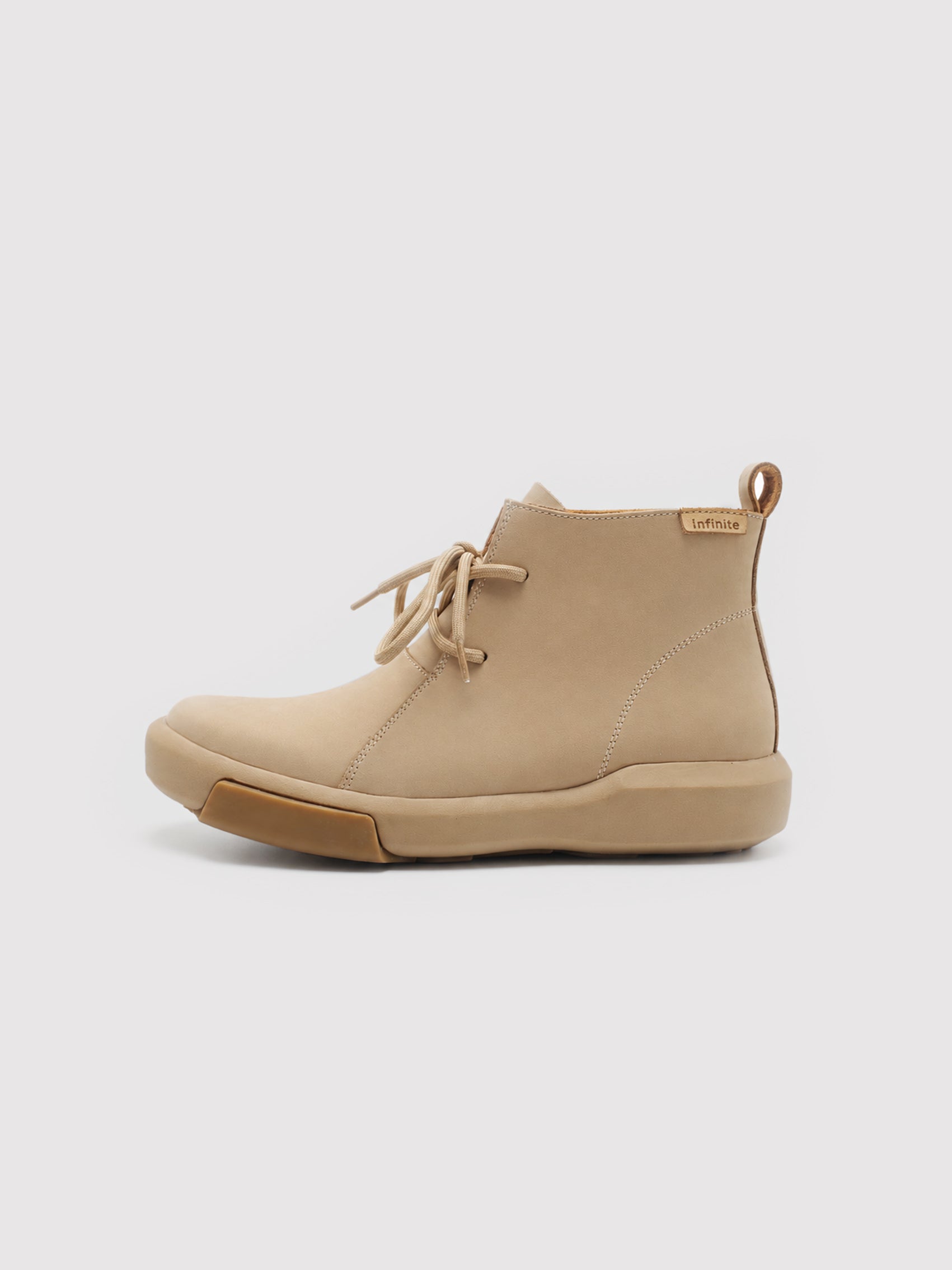 "Coastline" Beige Chukka Boots with Logo Detail