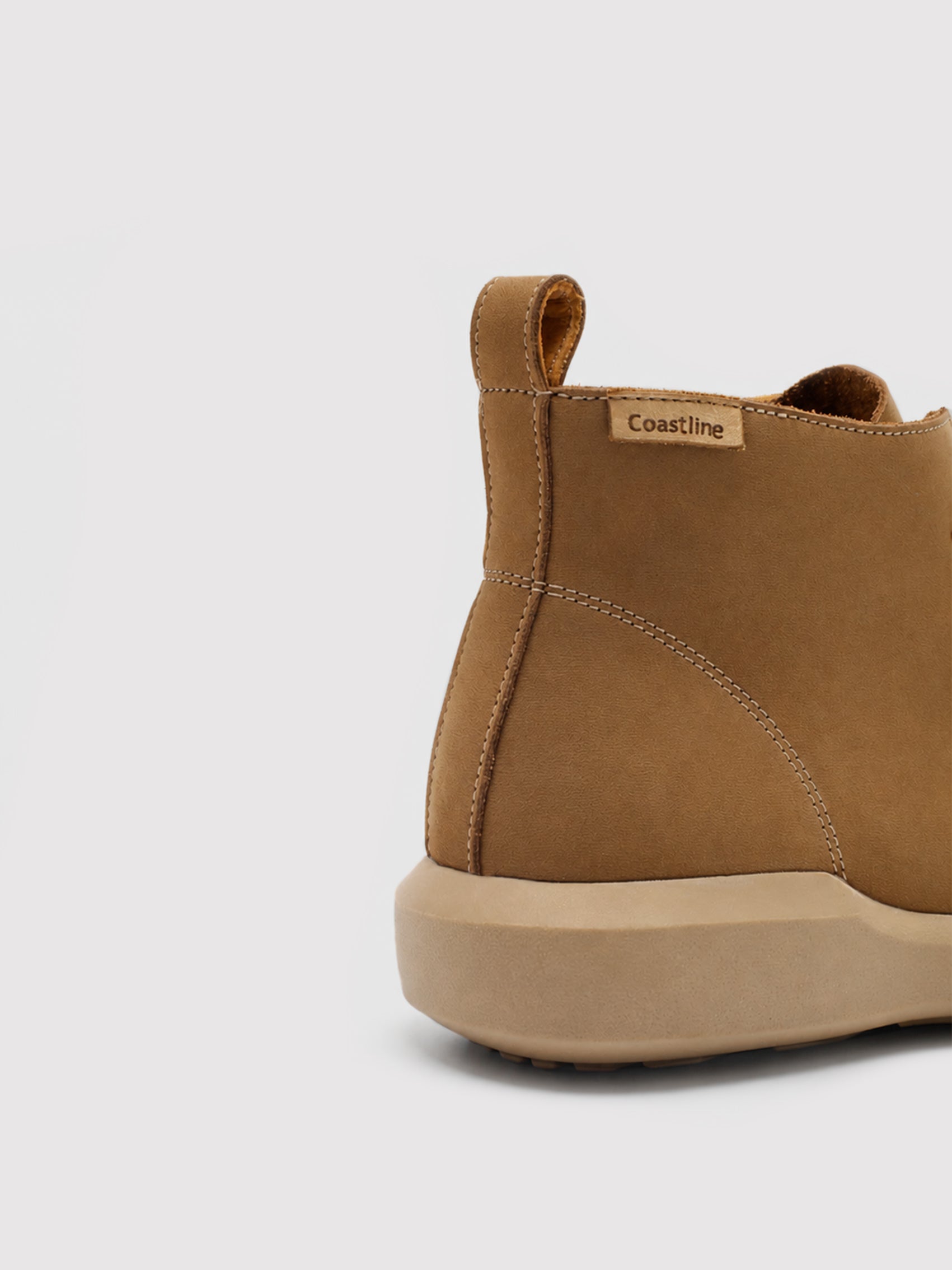 "Coastline" Camel Suede Chukka Boots with Logo Detail