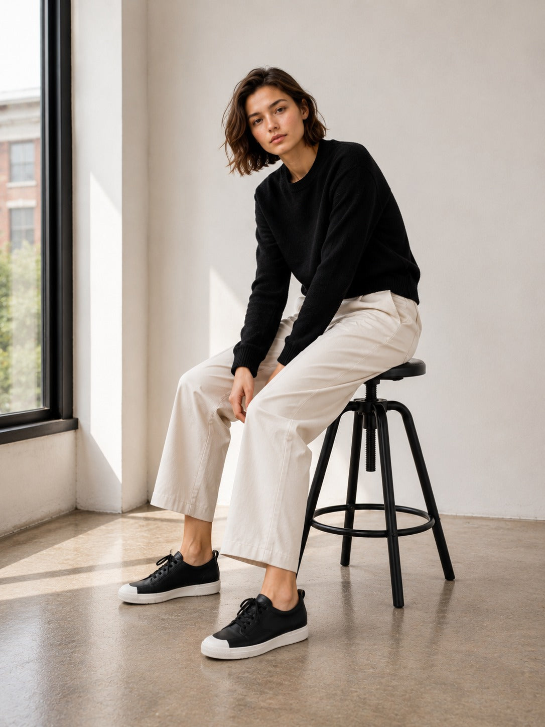INFINI BLOCK Black Leather Lace-Up & Slip-On Sneakers
