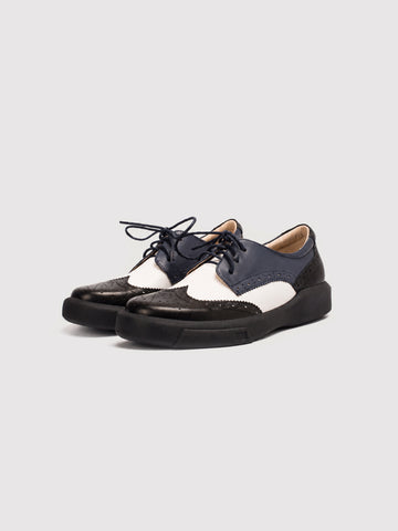 Dandy Block Tri-Color Leather Brogue Oxford Shoes