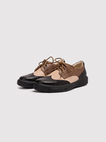 Dandy Block Brown & Black Leather Brogue Oxford Shoes