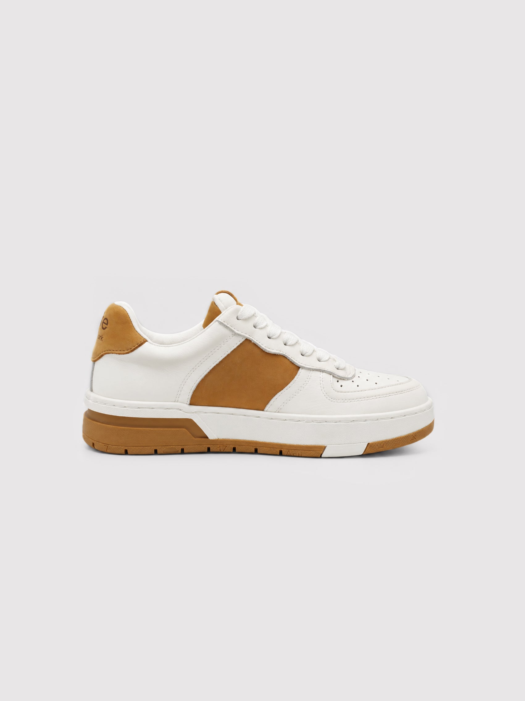 Classic Two-Tone White & Tan Leather-Suede Casual Sneakers
