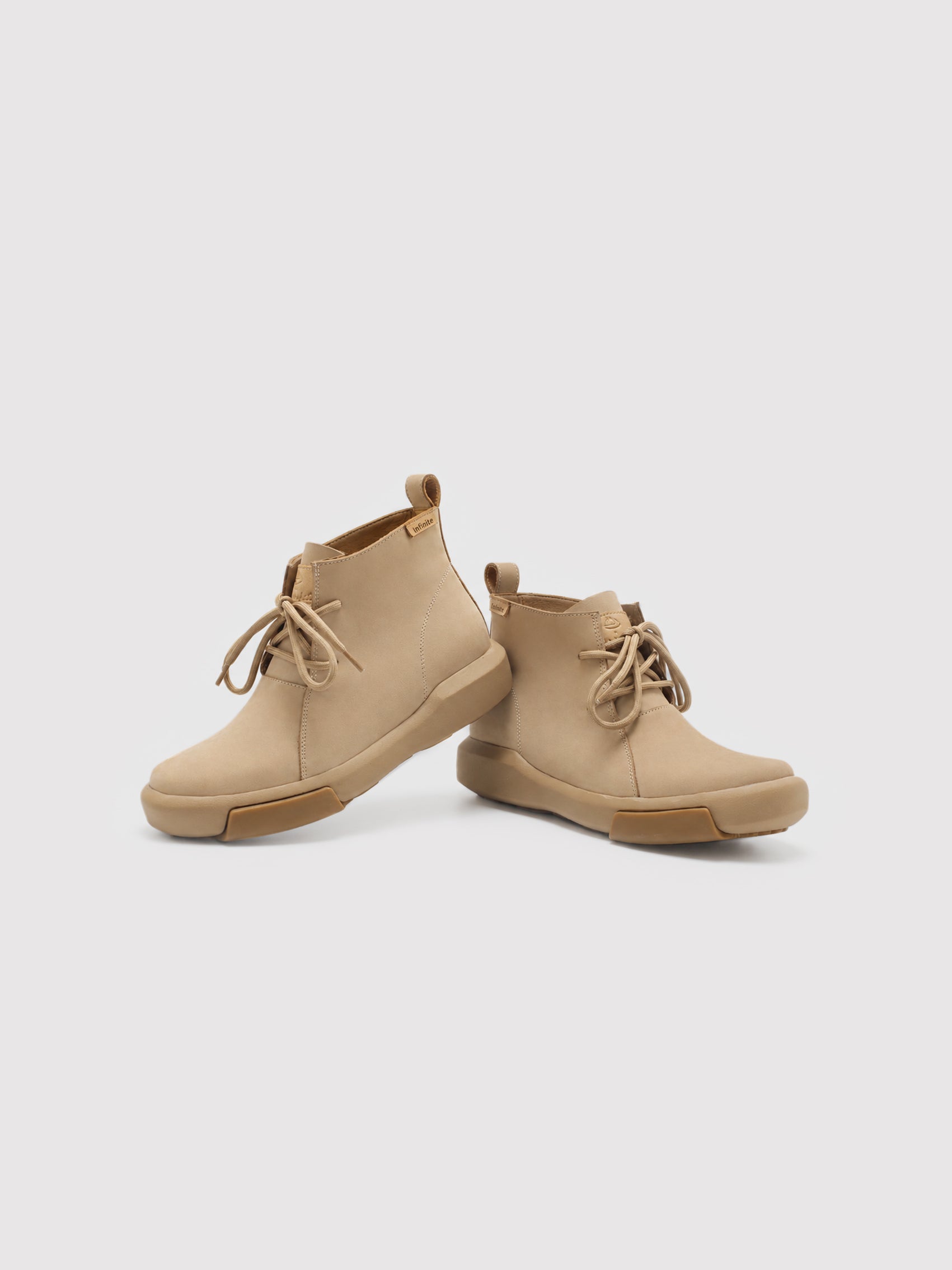 "Coastline" Beige Chukka Boots with Logo Detail