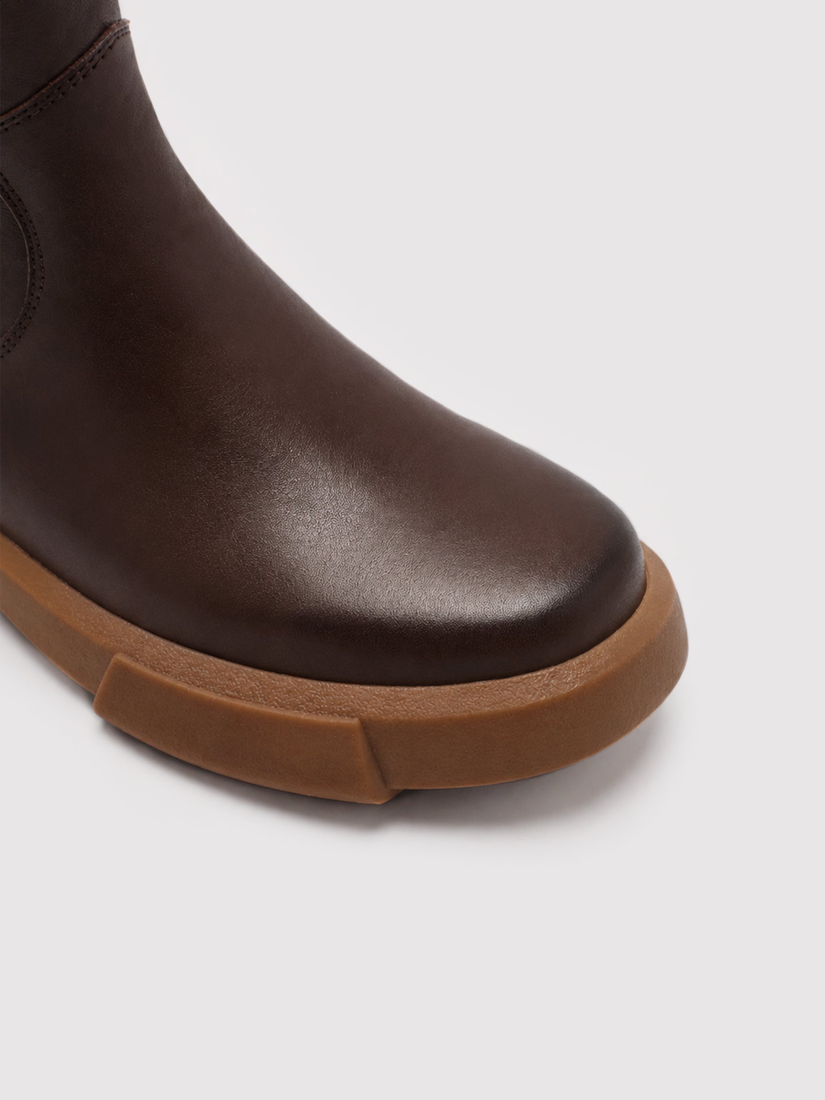 Minimalist Dark Brown Leather Ankle Boots with Side Zip