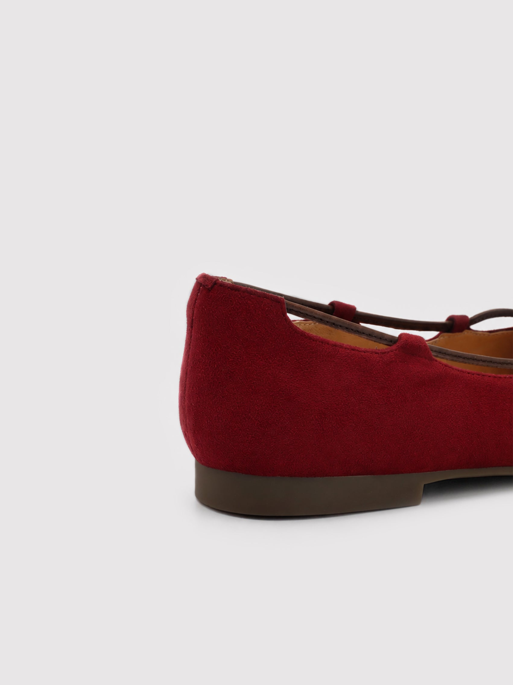 Rich Red Suede Ballet Flats with Leather Bow Accent