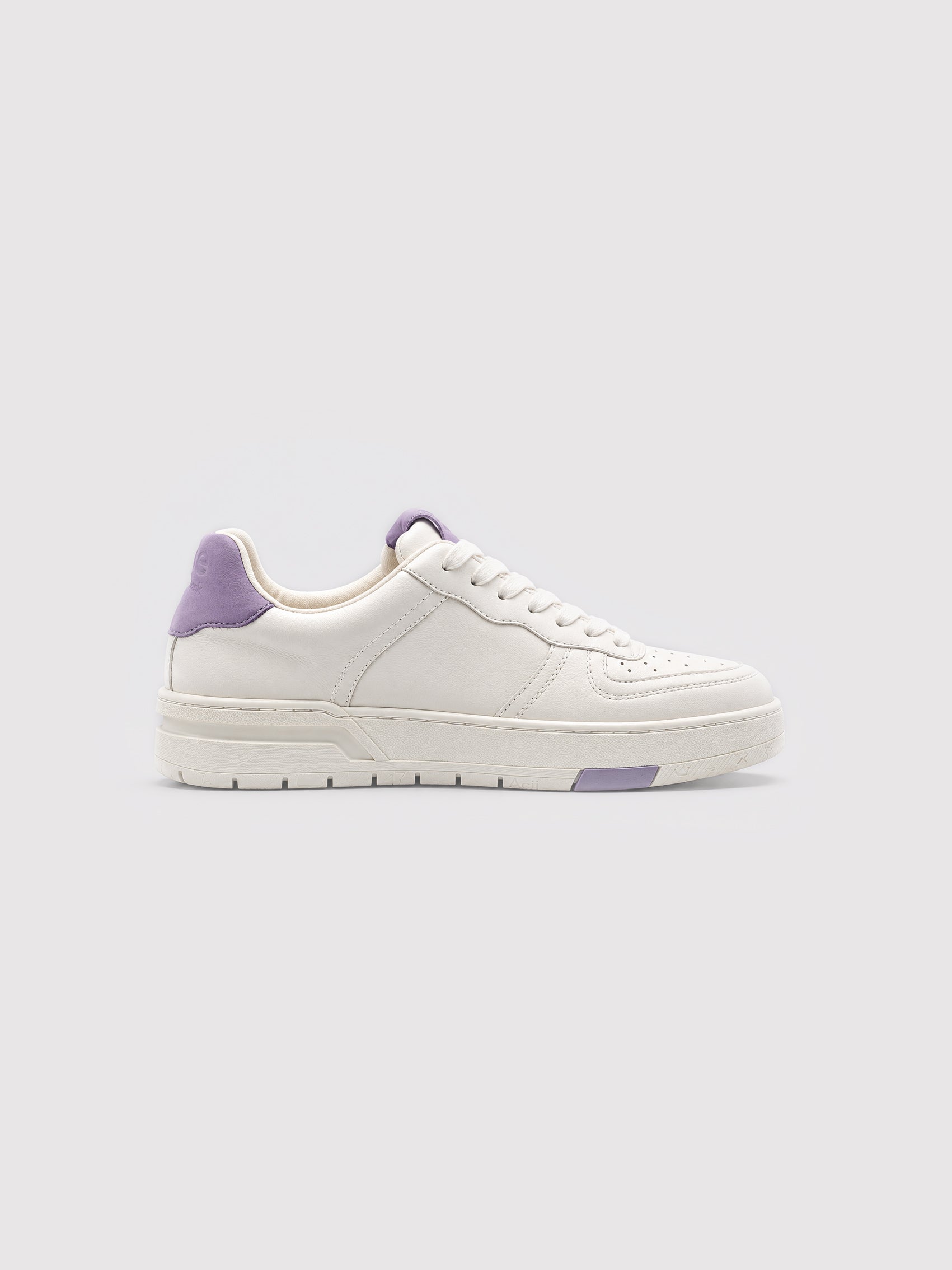 Minimalist Off-White Leather Casual Shoes with Purple Accents