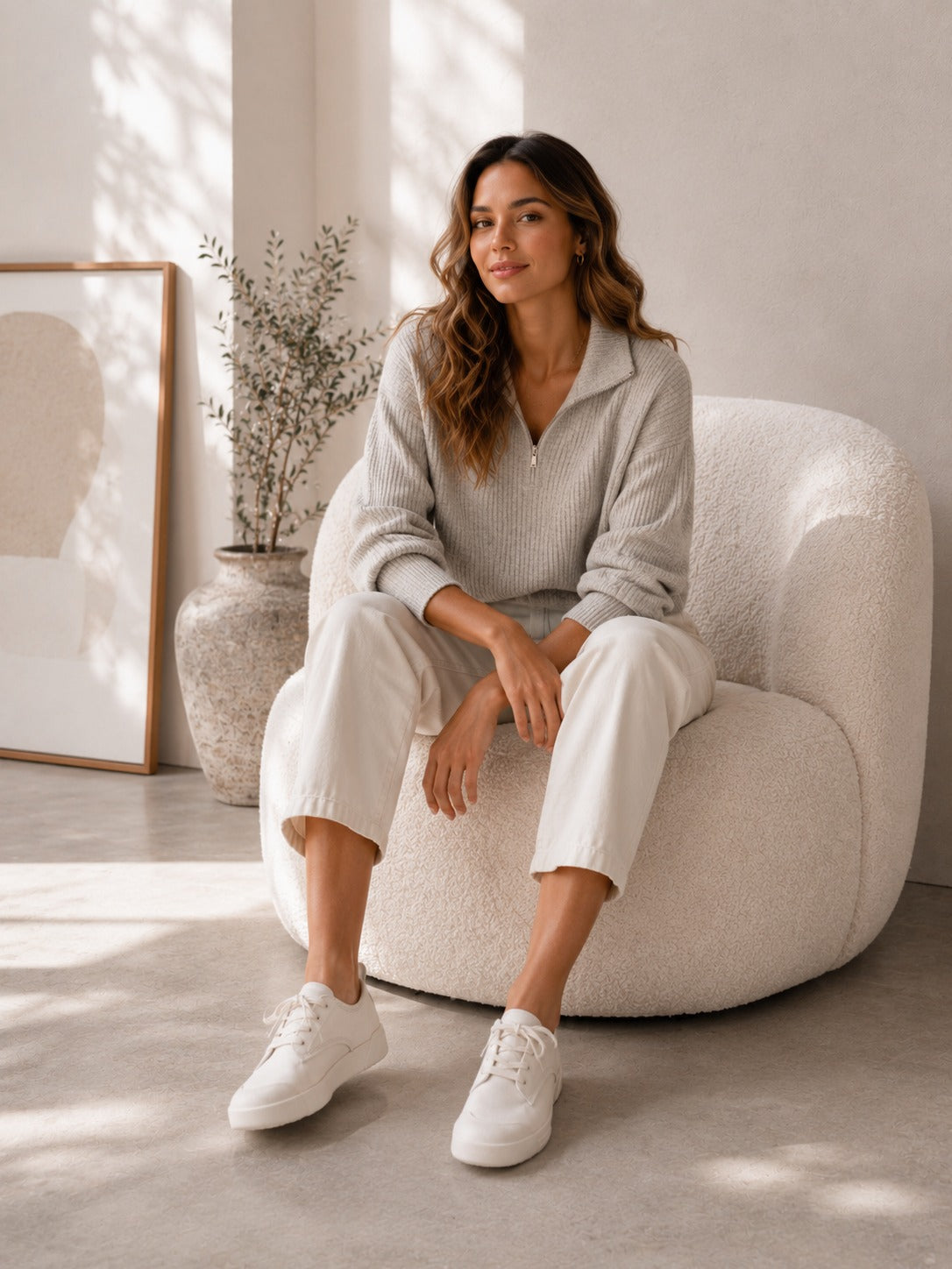 Infini Block White Leather Lace-Up Sneakers
