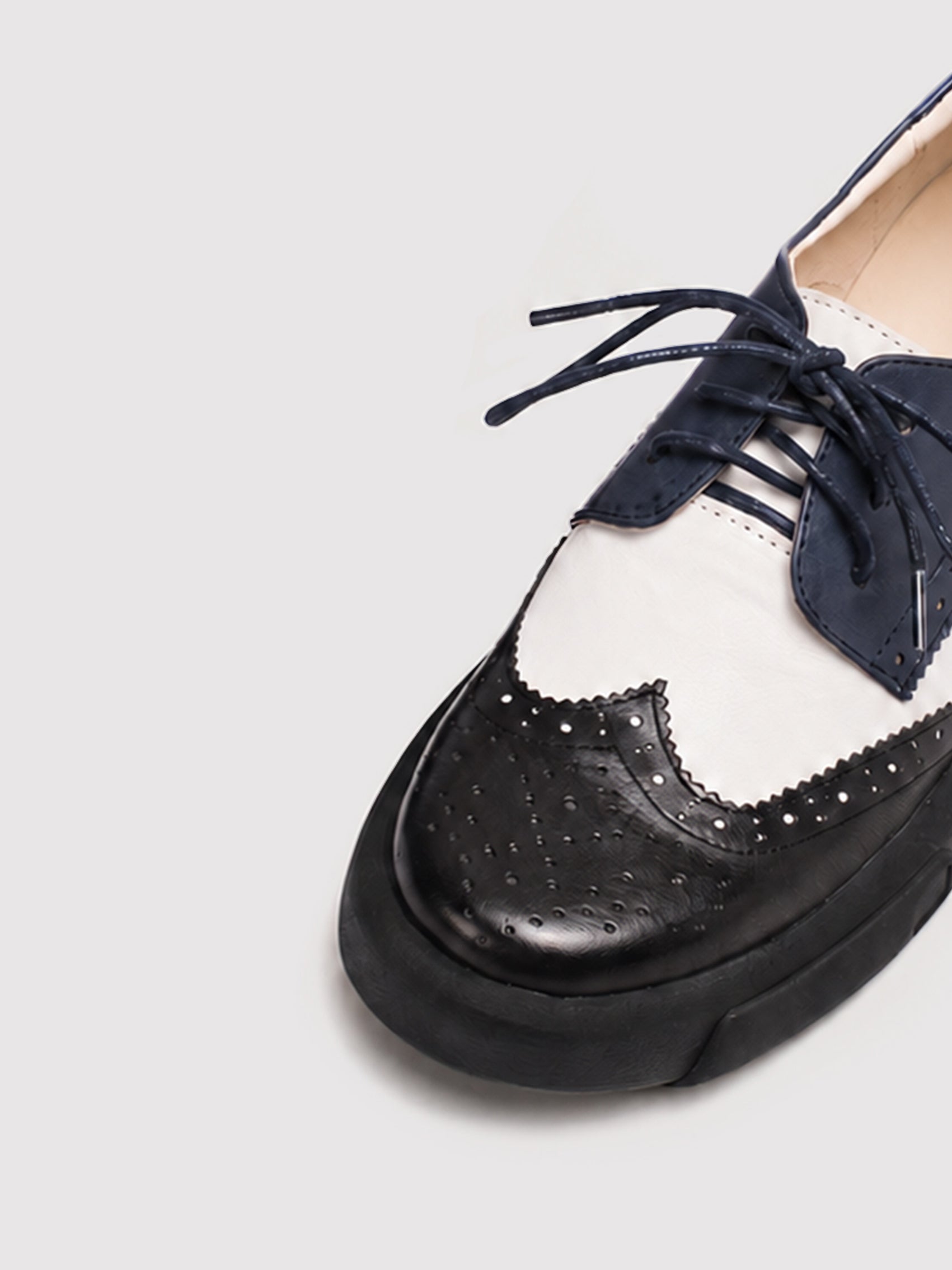 Dandy Block Tri-Color Leather Brogue Oxford Shoes