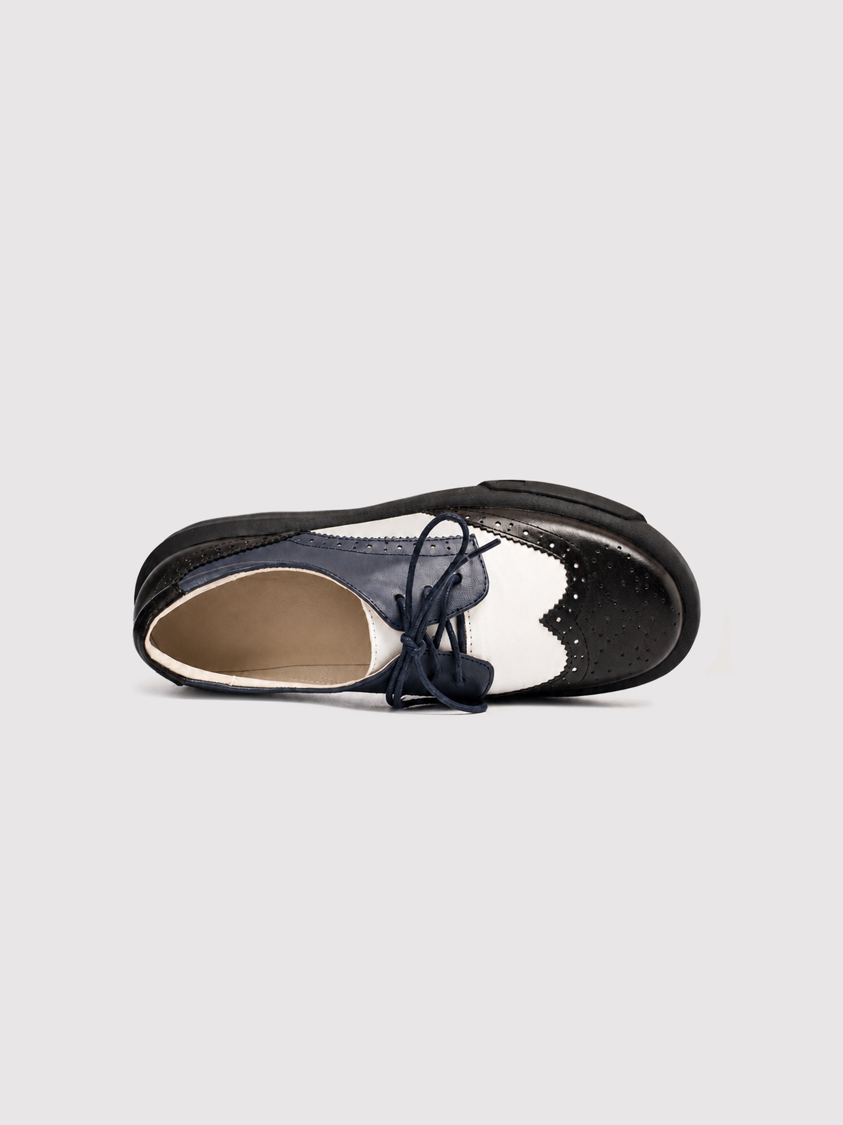 Dandy Block Tri-Color Leather Brogue Oxford Shoes