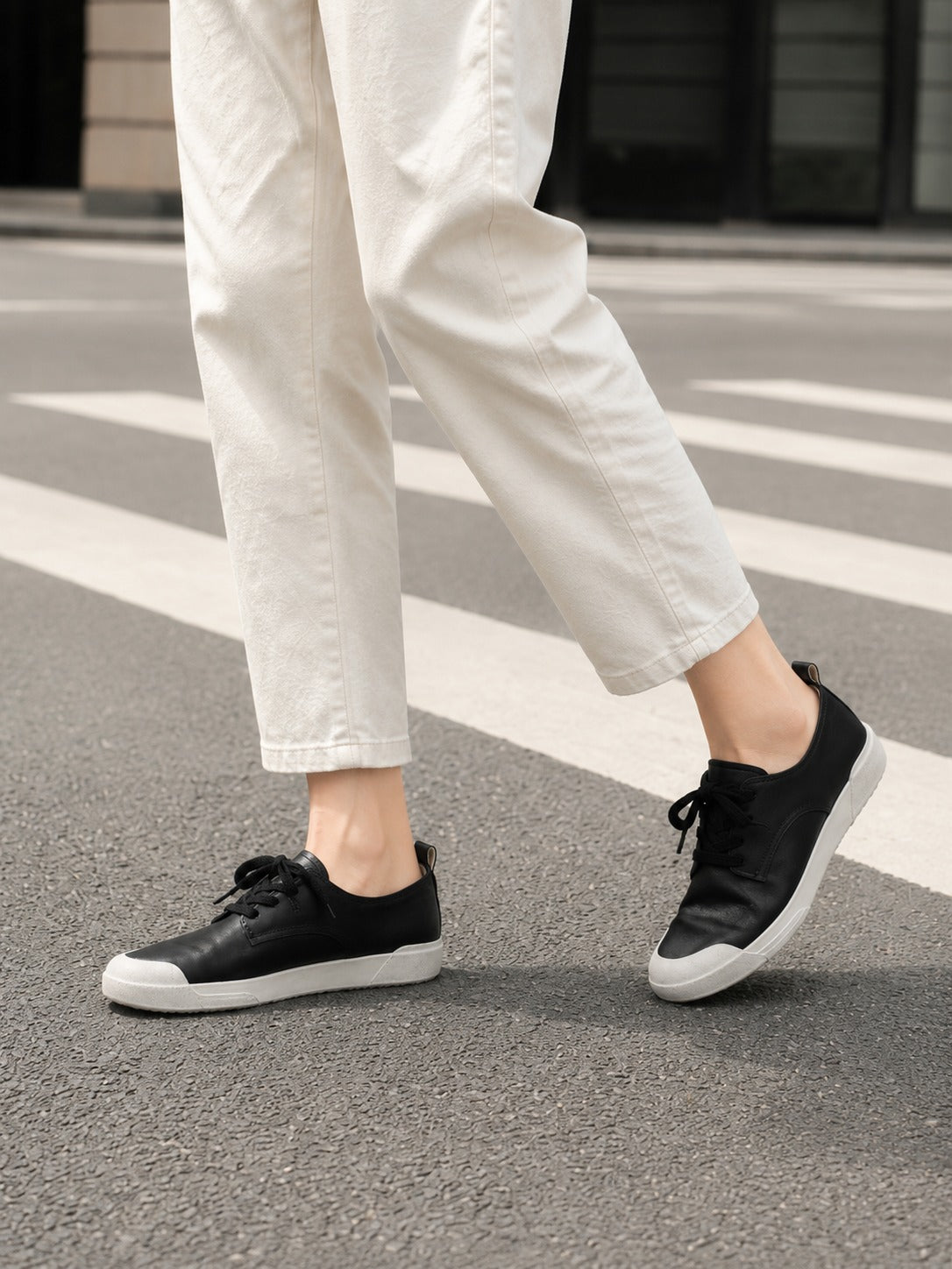 INFINI BLOCK Black Leather Lace-Up & Slip-On Sneakers