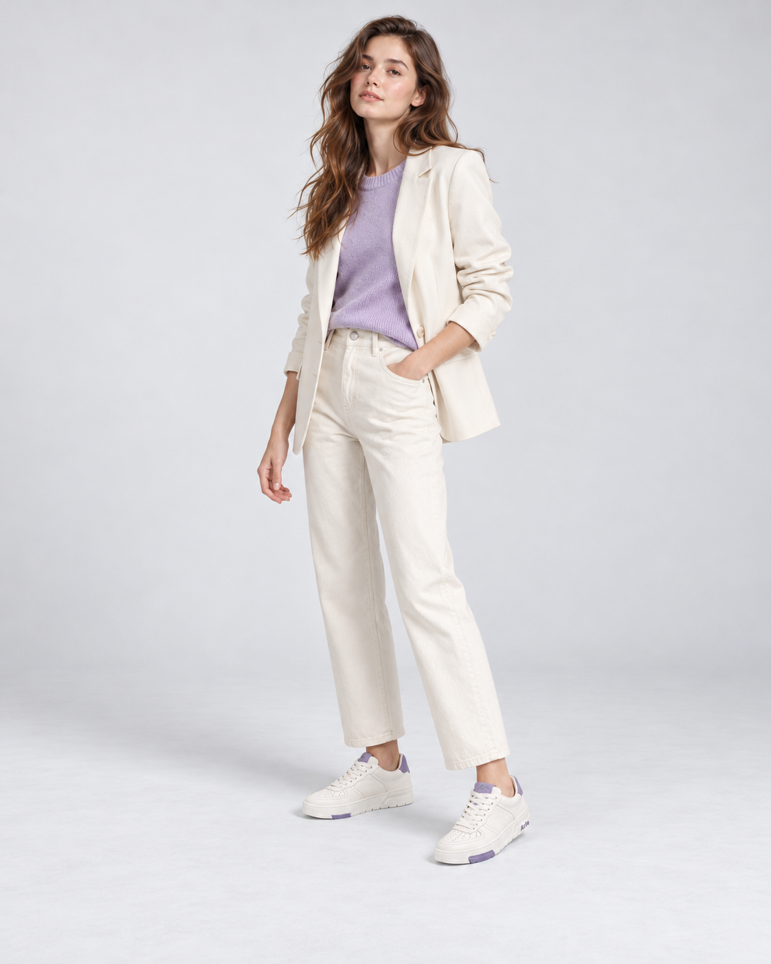 Women’s White & Purple Retro Casual Sneakers