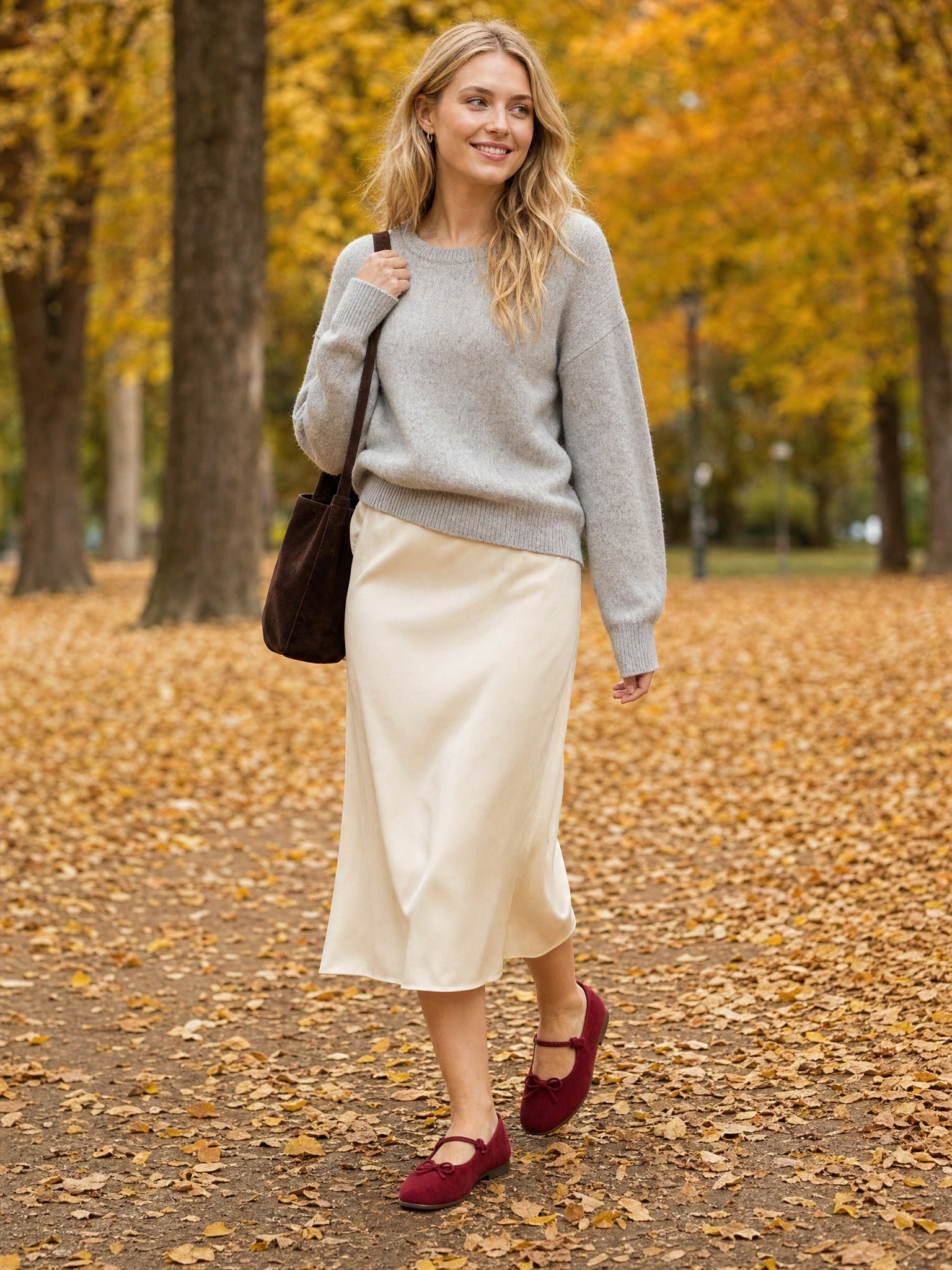 Rich Red Suede Ballet Flats with Leather Bow Accent