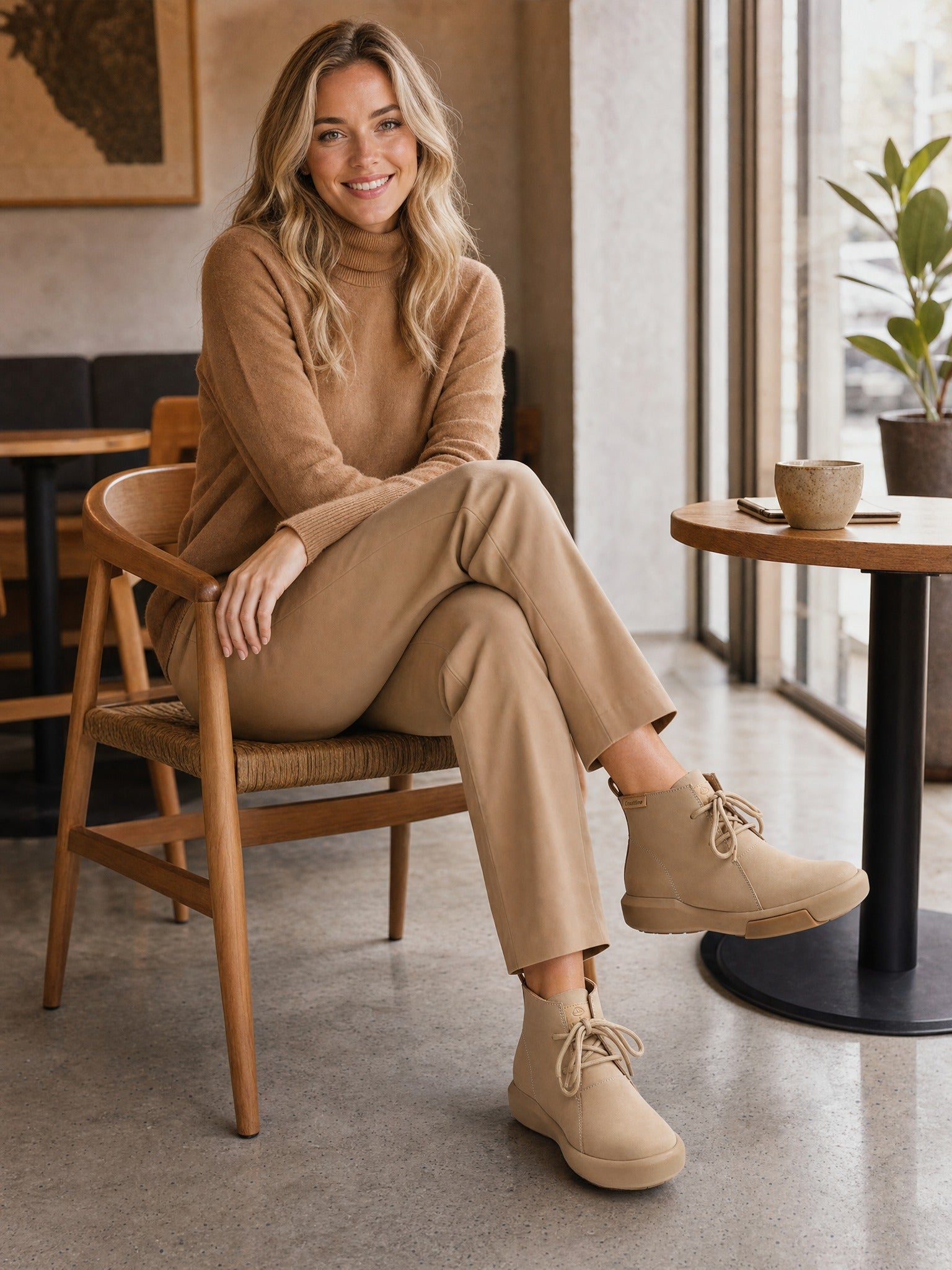 "Coastline" Beige Chukka Boots with Logo Detail