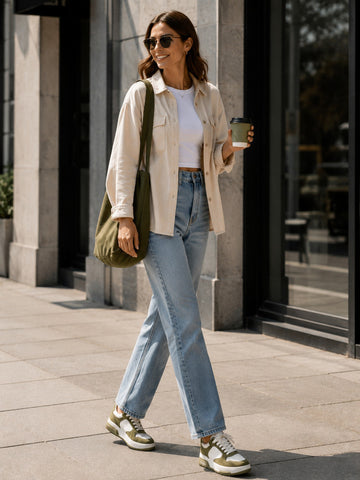 Arte Olive Green & White Suede-Trimmed Casual Shoes