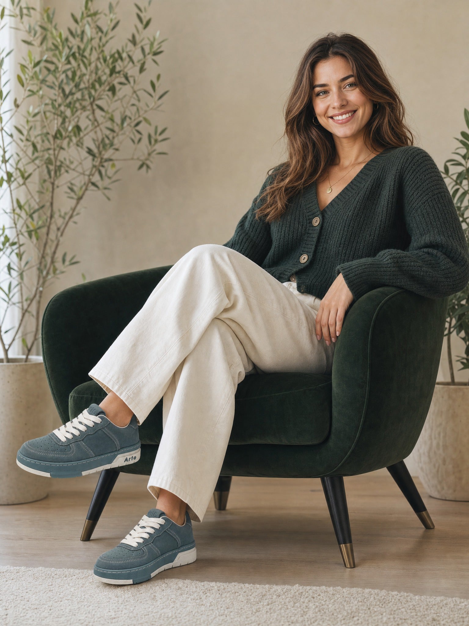 Vintage-Inspired Teal Suede Casual Shoes with Arte Branding