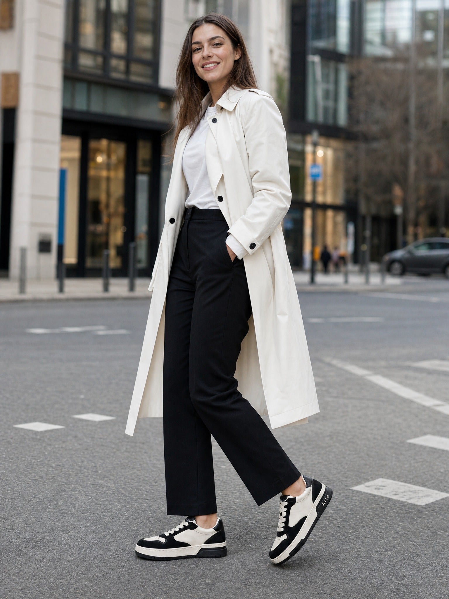 Retro Panda Black & White Leather-Suede Sneakers