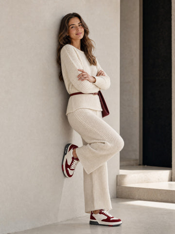 Red Suede & White Leather Low-Top Court Sneakers